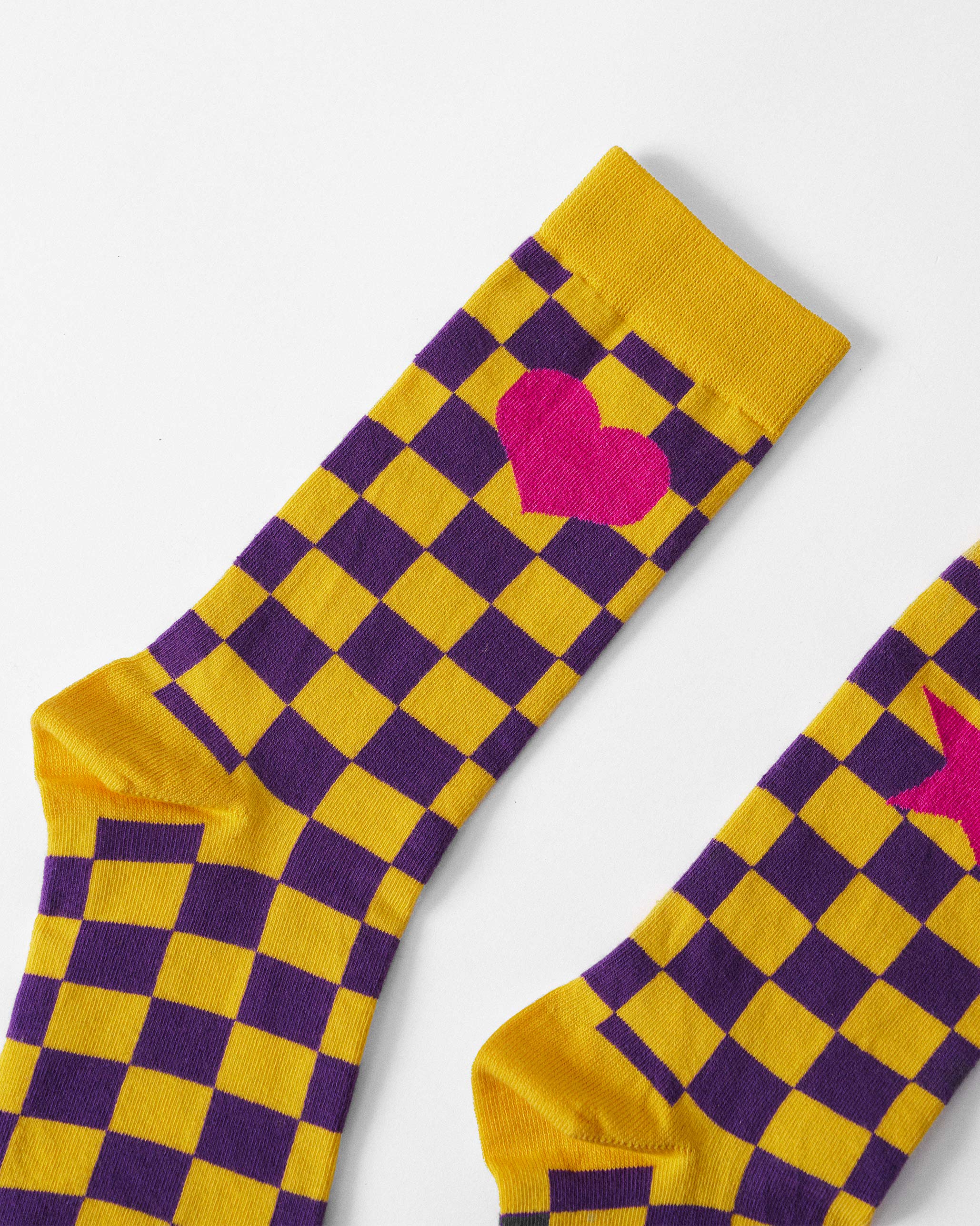 Gingham Glow Socks - Purple & Yellow