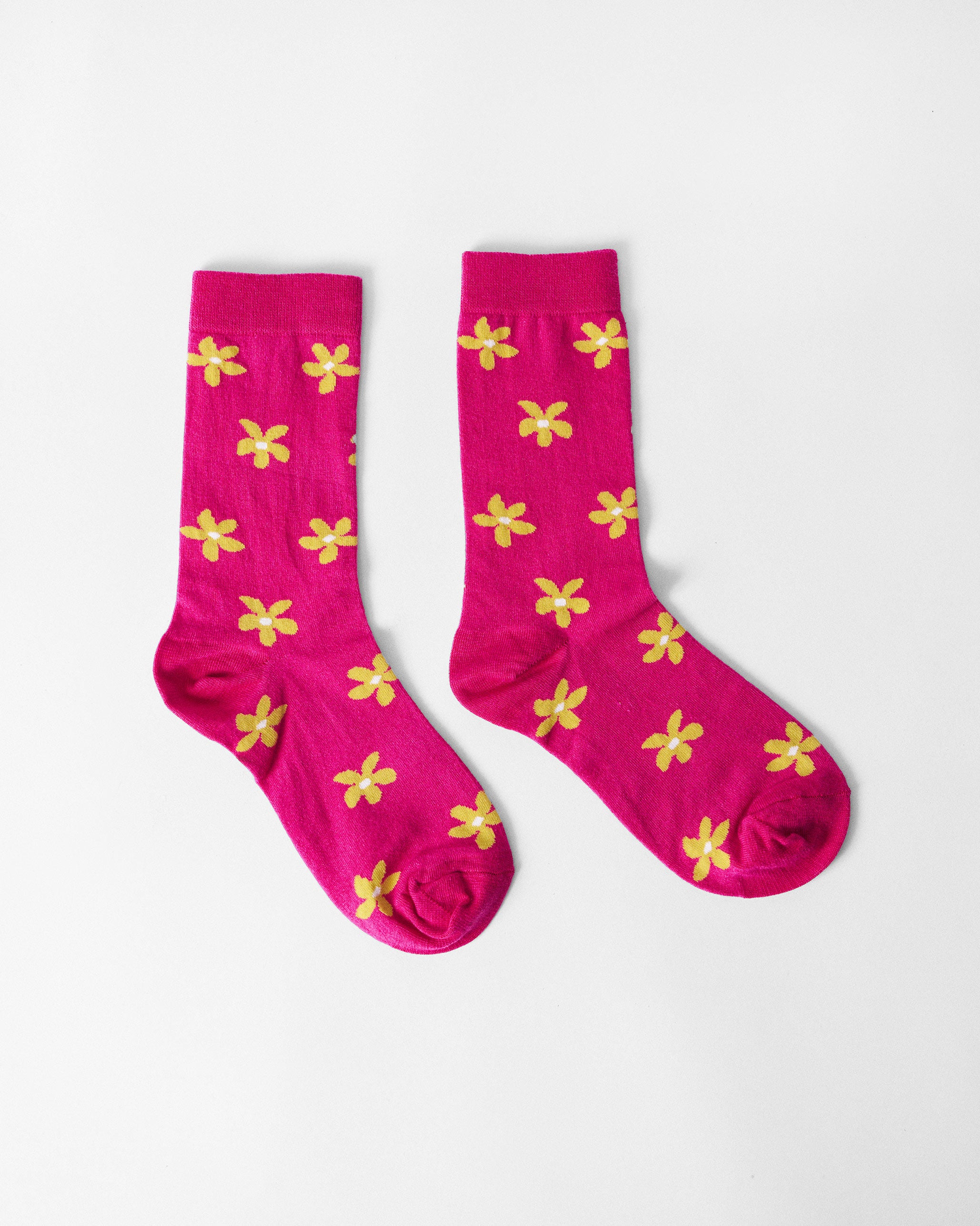 Floral Fizz Socks - Fuchsia & Yellow