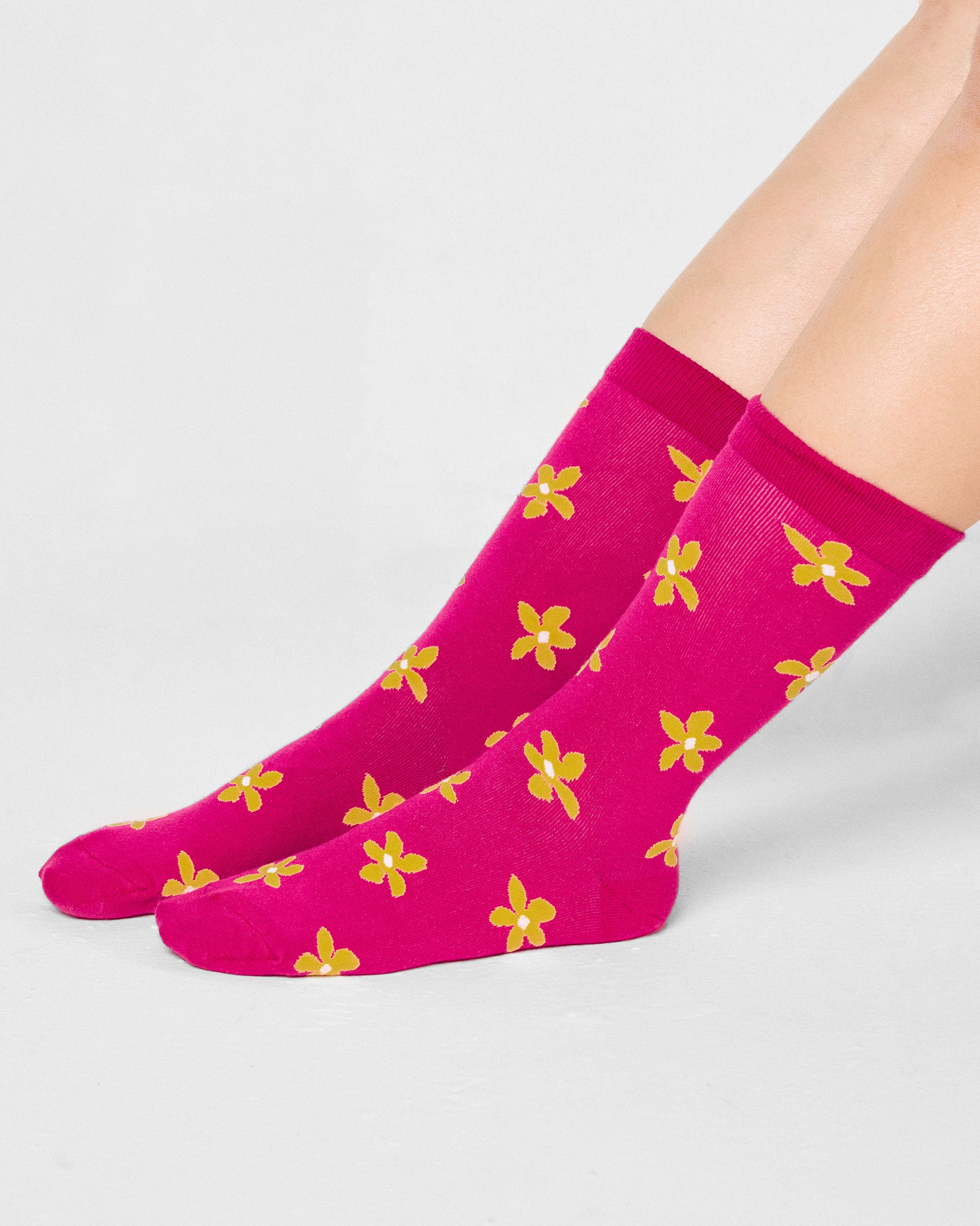 Floral Fizz Socks - Fuchsia & Yellow