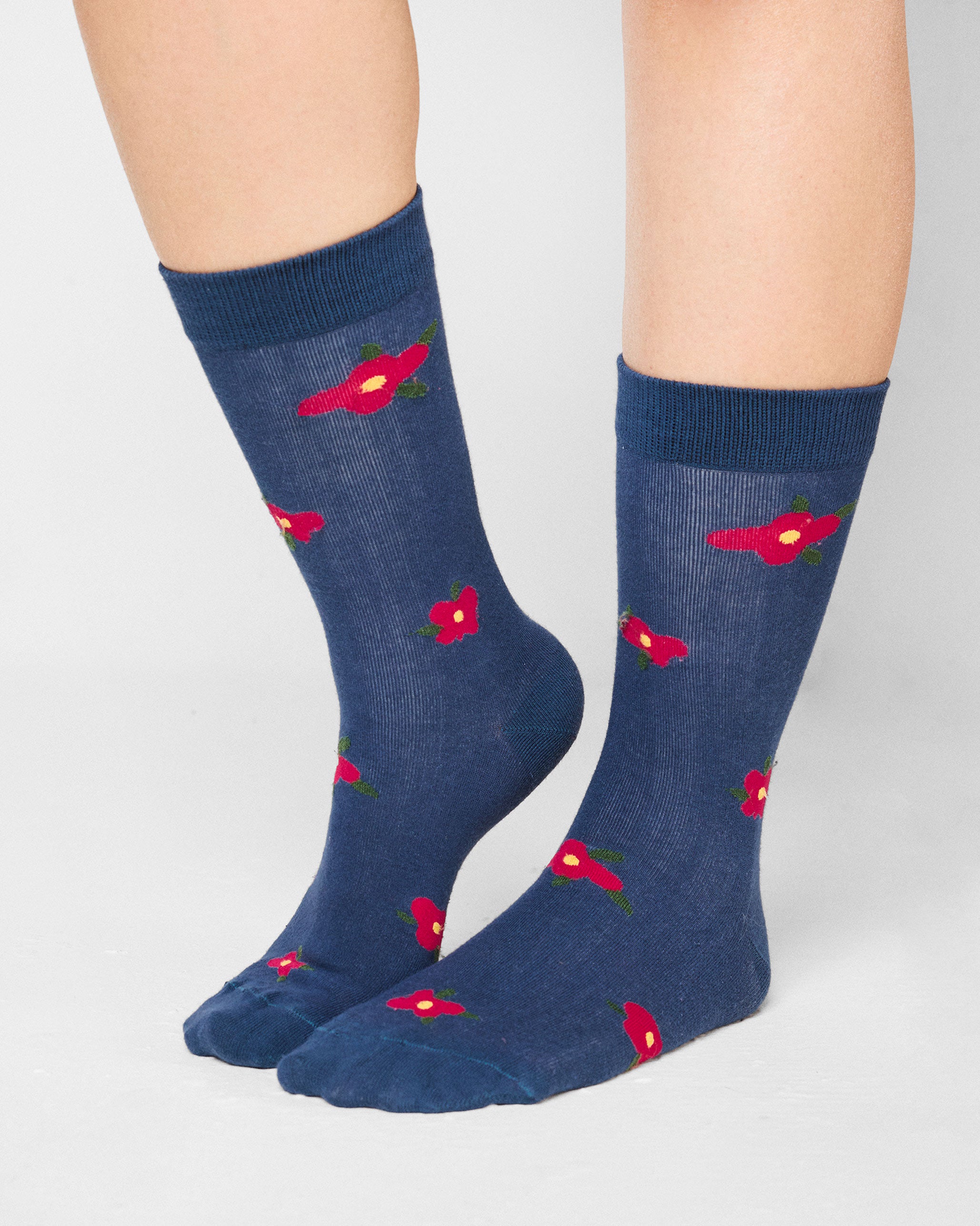 Midnight Bloom Socks - Navy & Fuchsia
