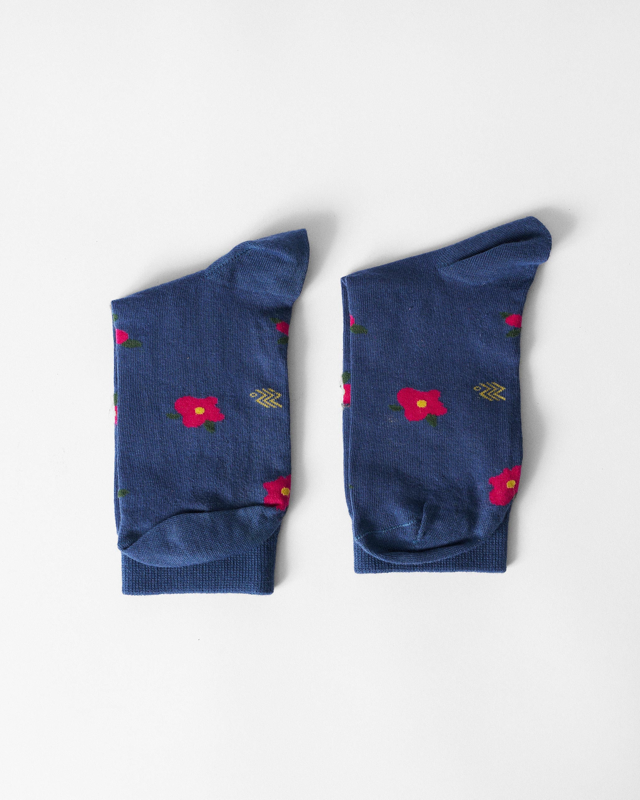 Midnight Bloom Socks - Navy & Fuchsia