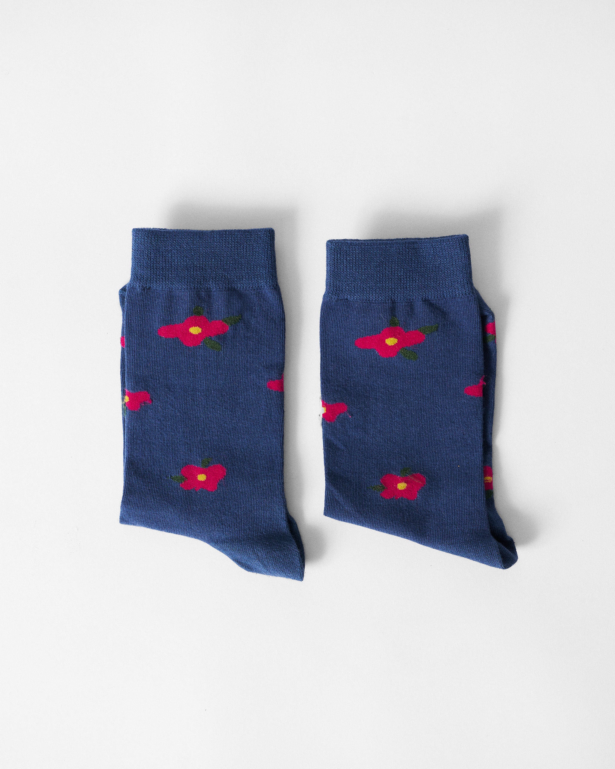 Midnight Bloom Socks - Navy & Fuchsia