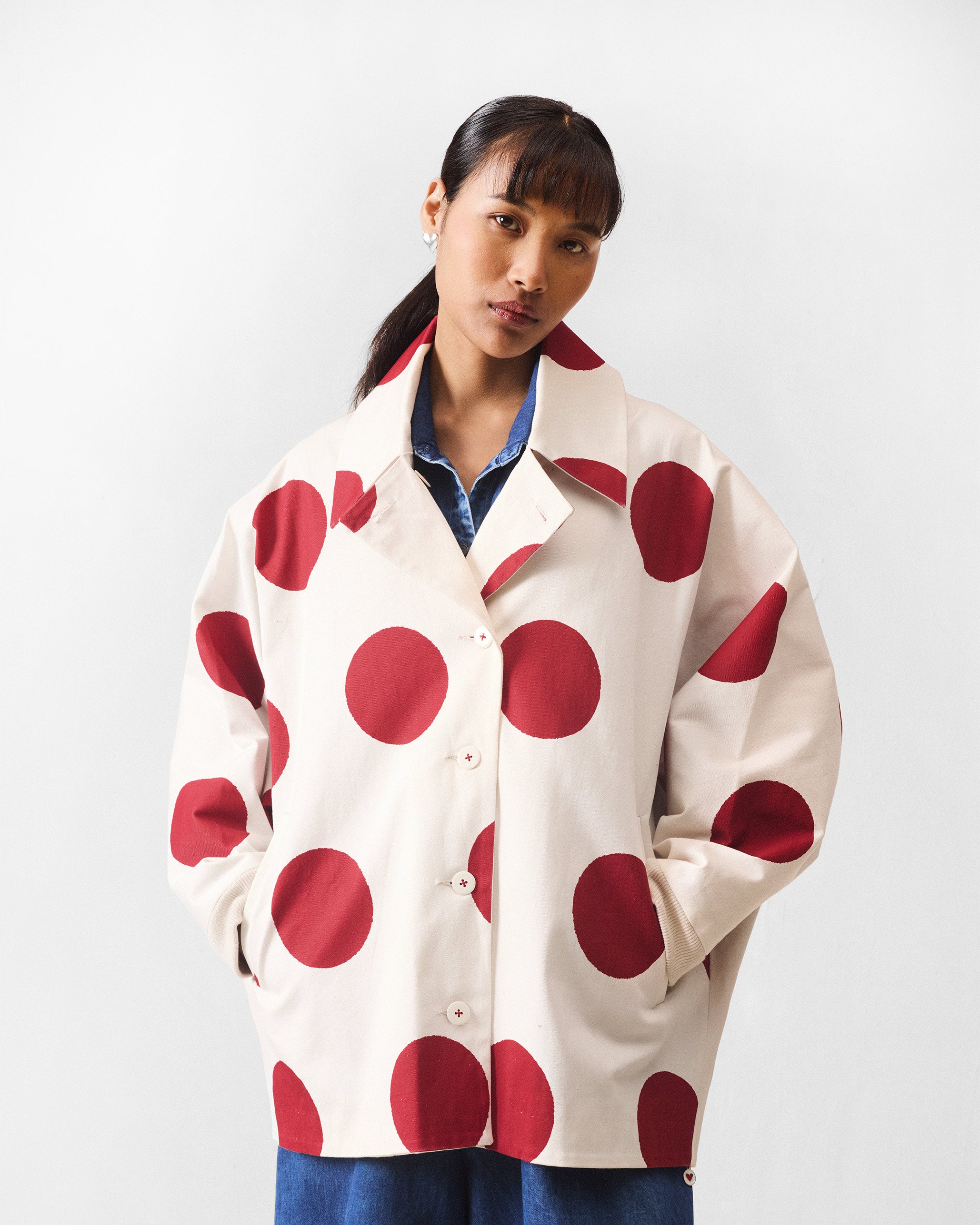 Dottie Jacket - Ivory & Red