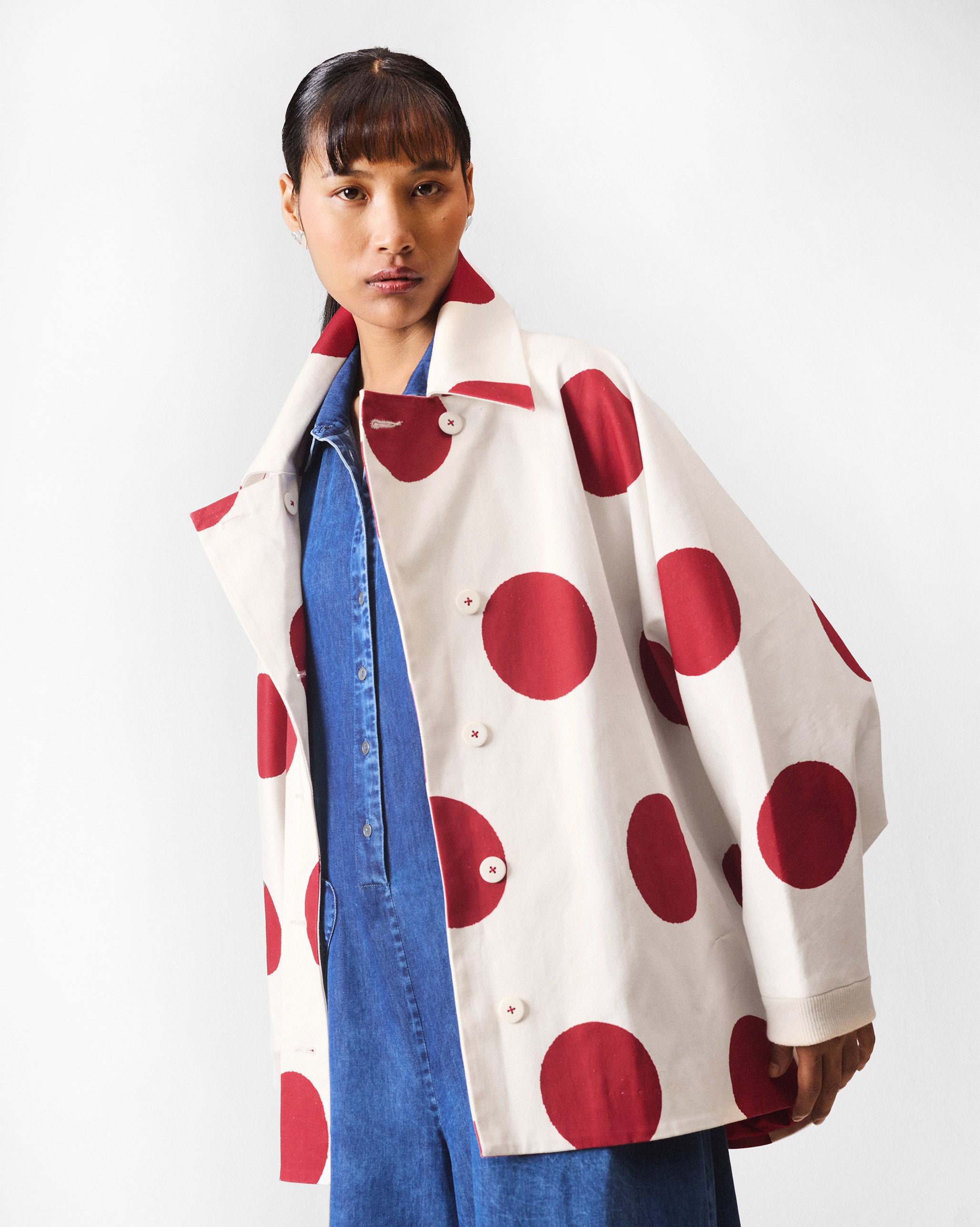 Dottie Jacket - Ivory & Red