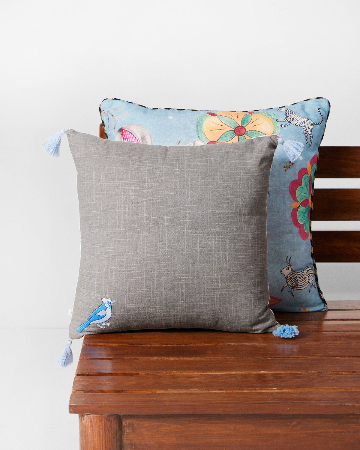 Palm Embroidered Cushion Cover