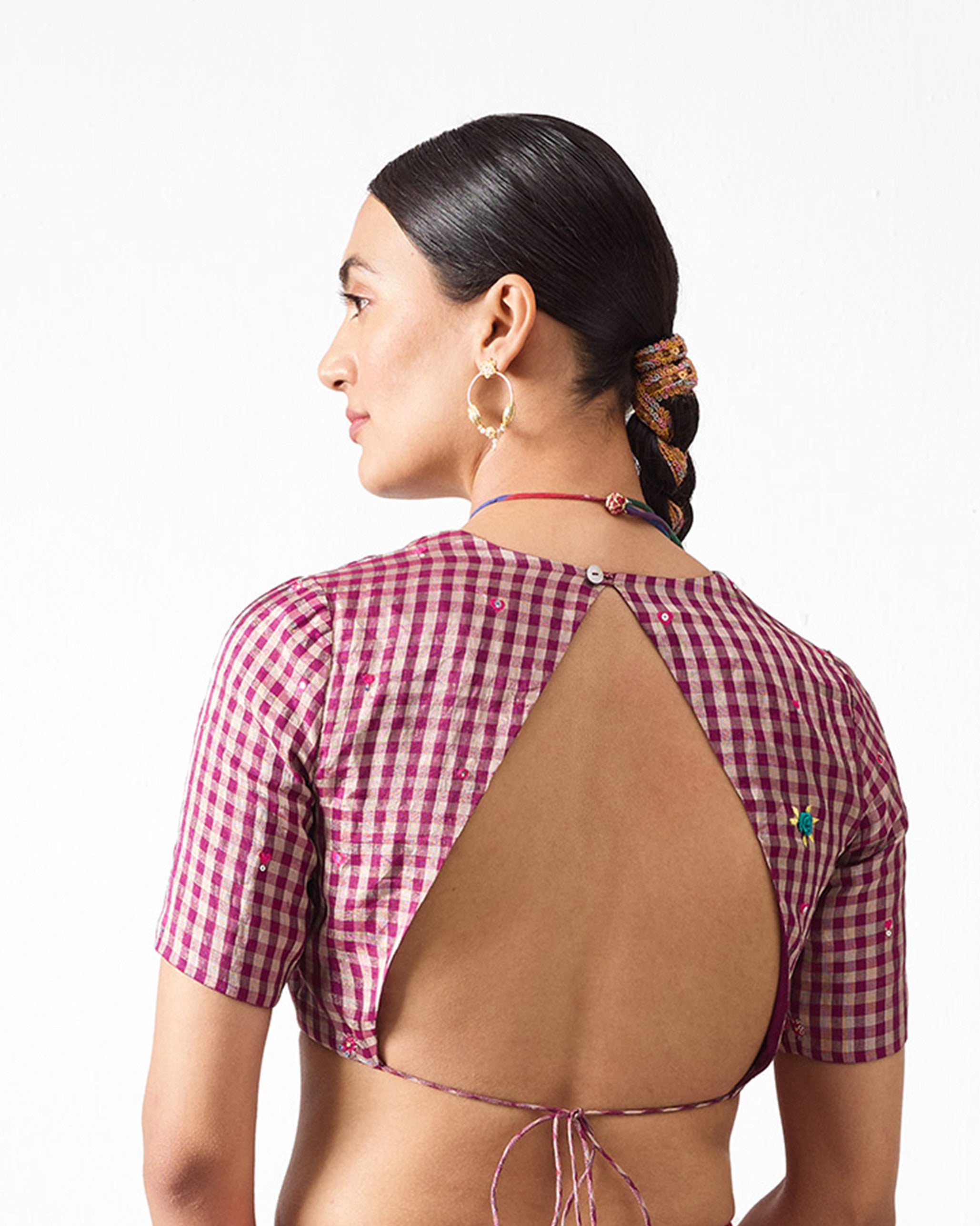 Dori Blouse - Purple & Silver Embroidered