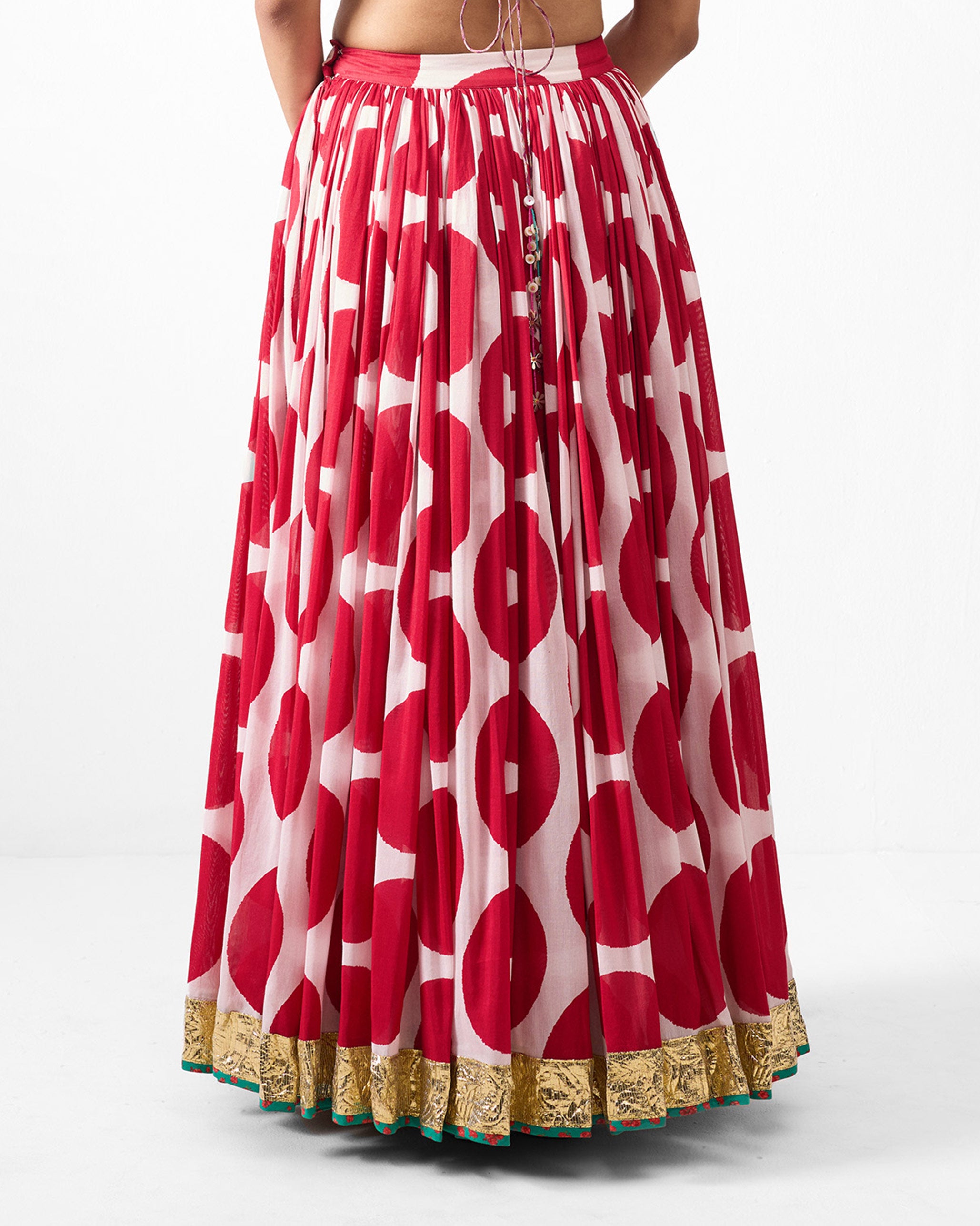 Bindu Skirt - Red & Ivory Printed