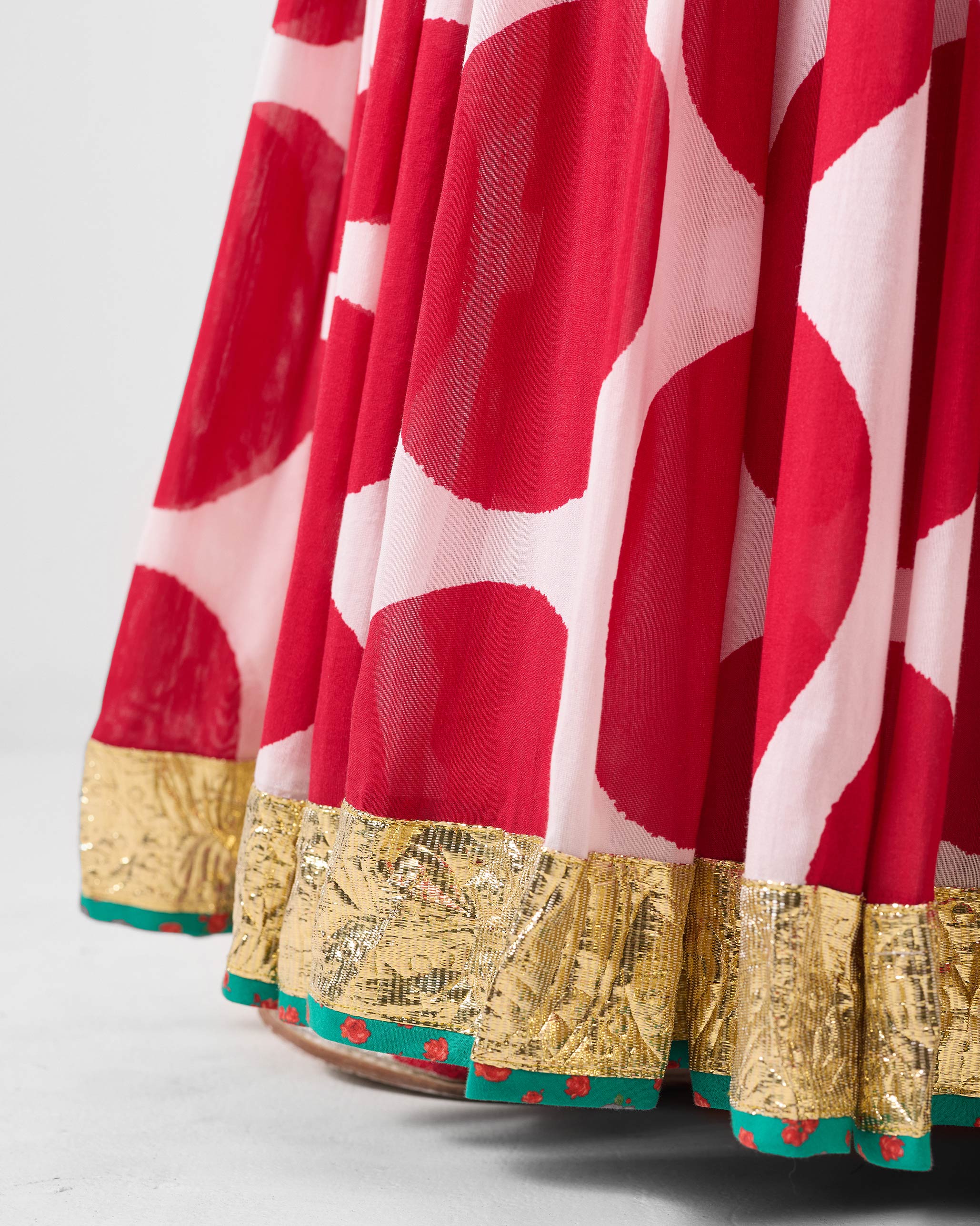 Bindu Skirt - Red & Ivory Printed