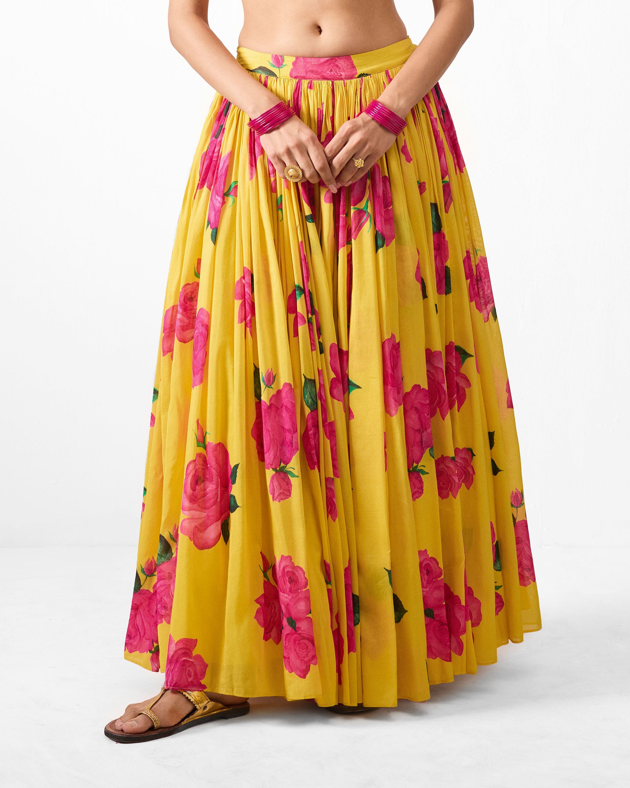 Reha Skirt - Yellow & Fuchsia Printed