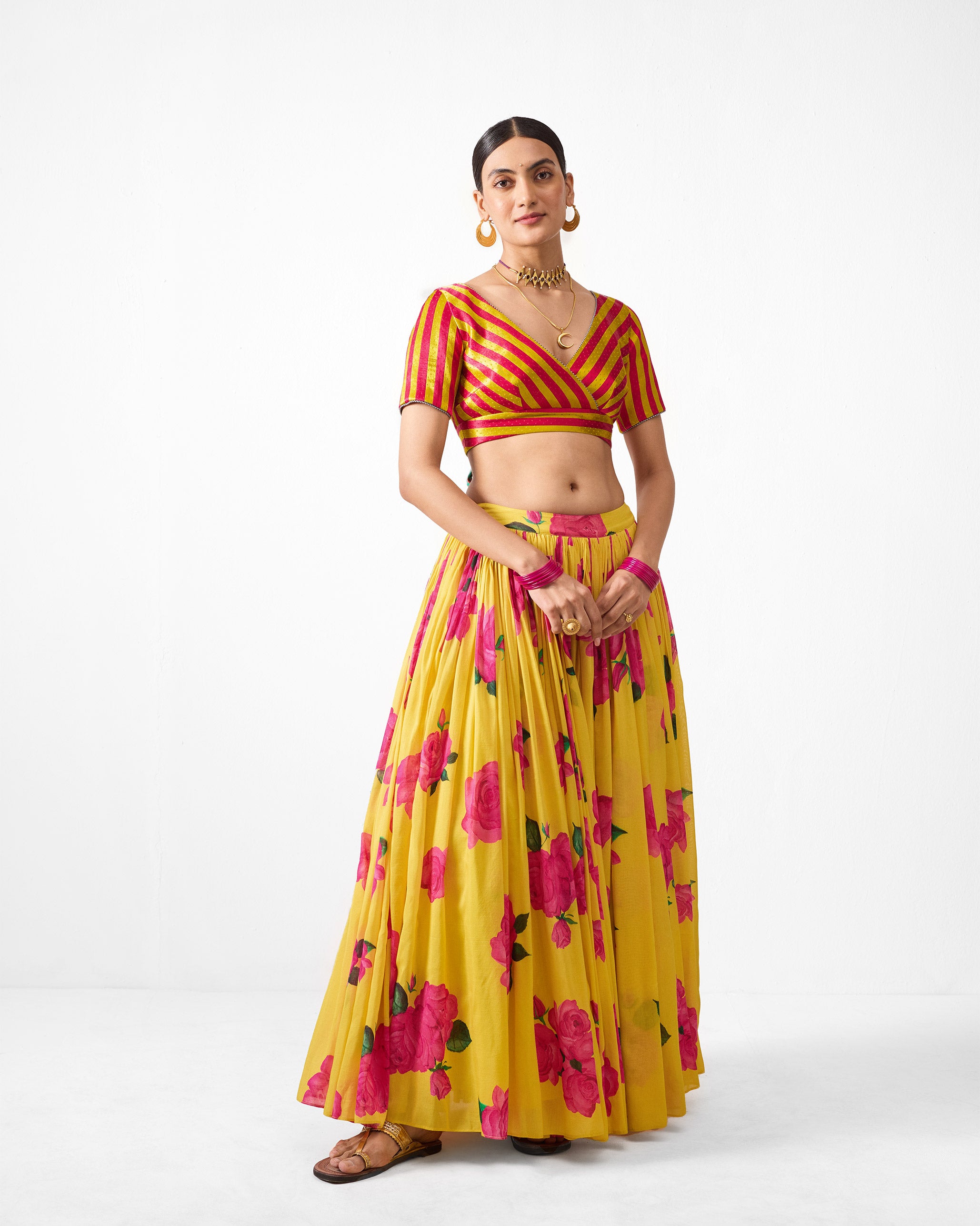 Reha Skirt - Yellow & Fuchsia Printed