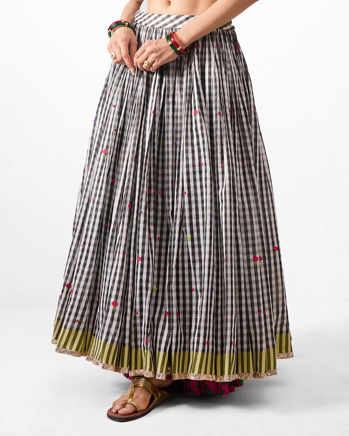 Sitara Skirt - Black & White Embroidered