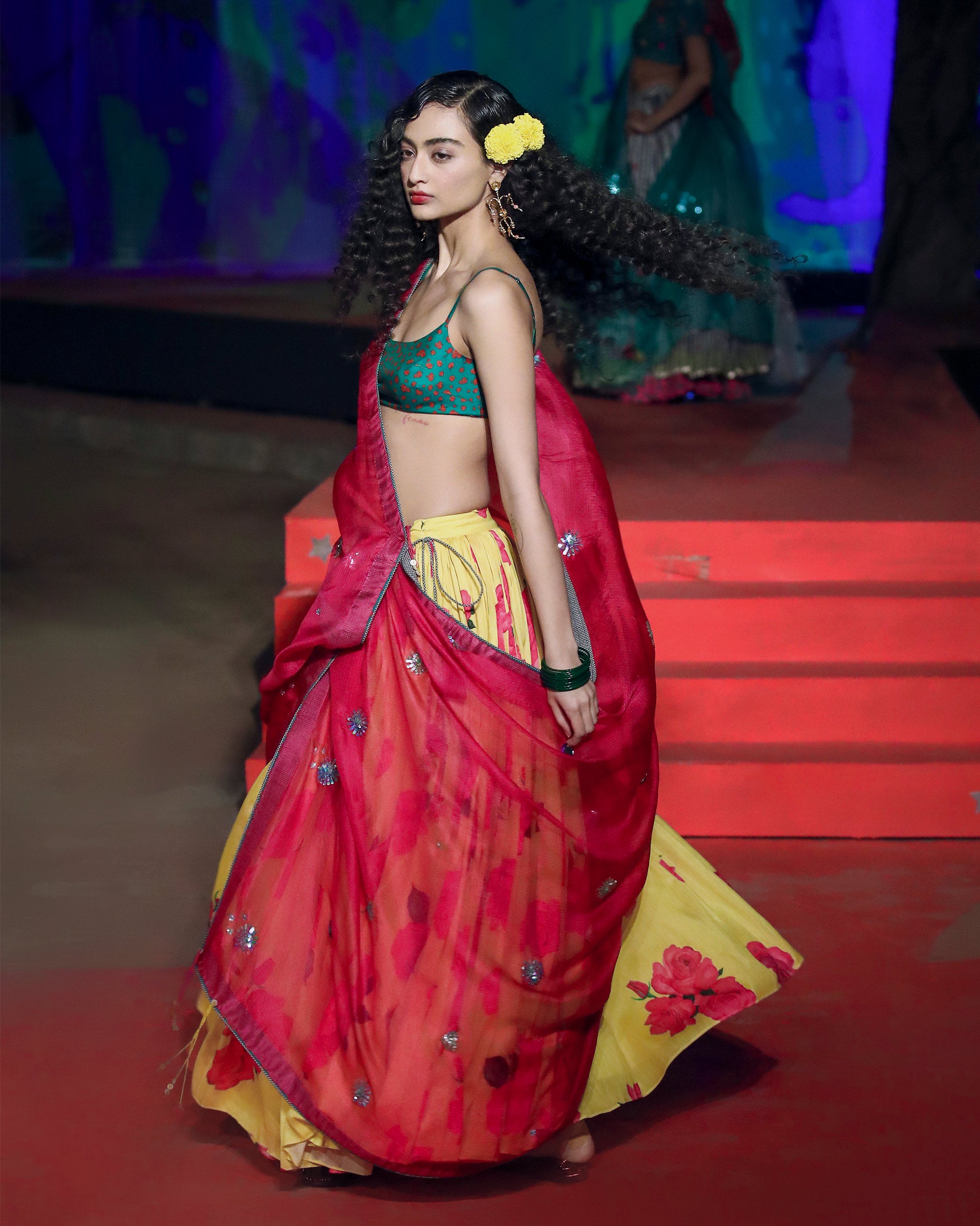 Naaz Dupatta - Fuchsia Embroidered