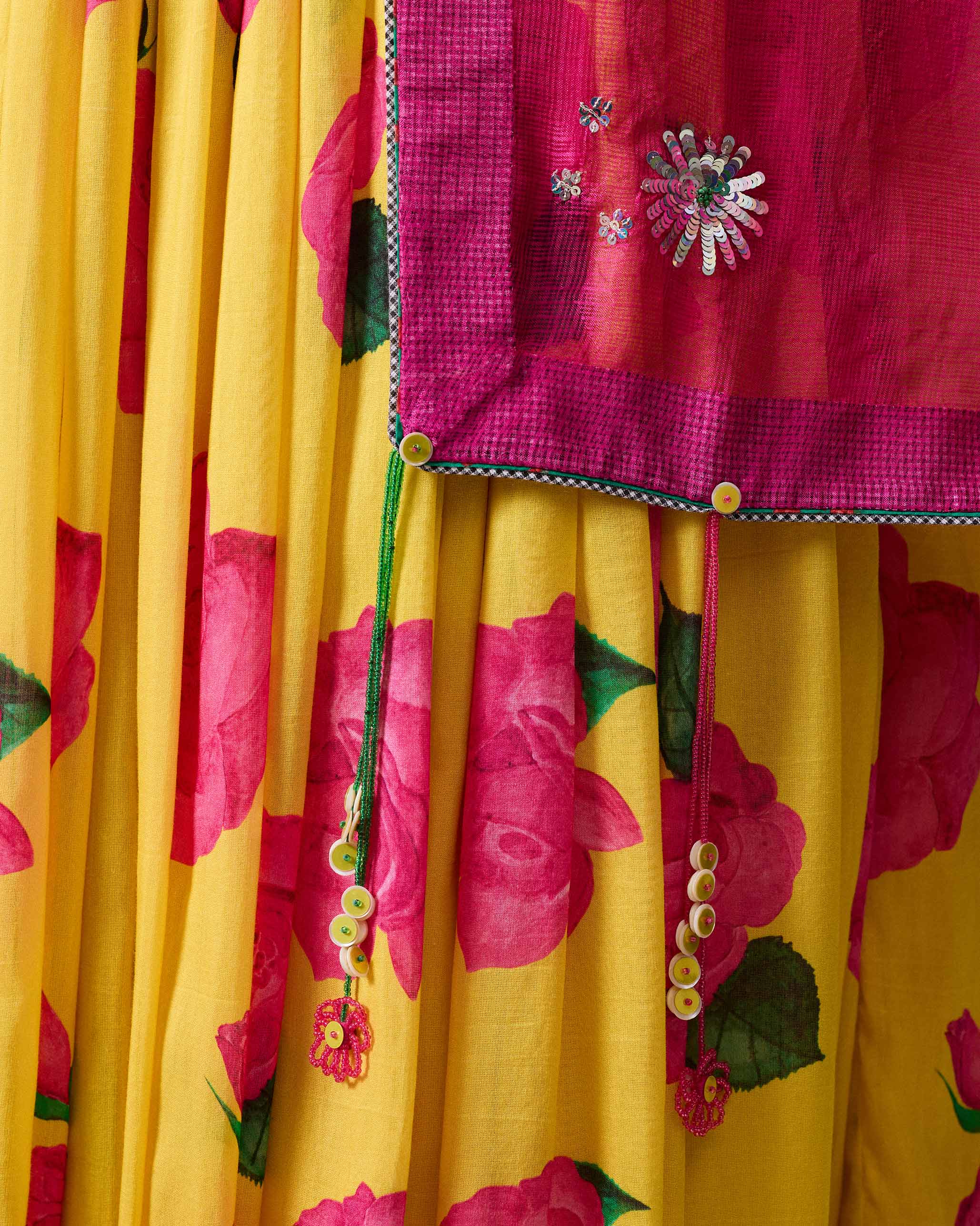 Naaz Dupatta - Fuchsia Embroidered