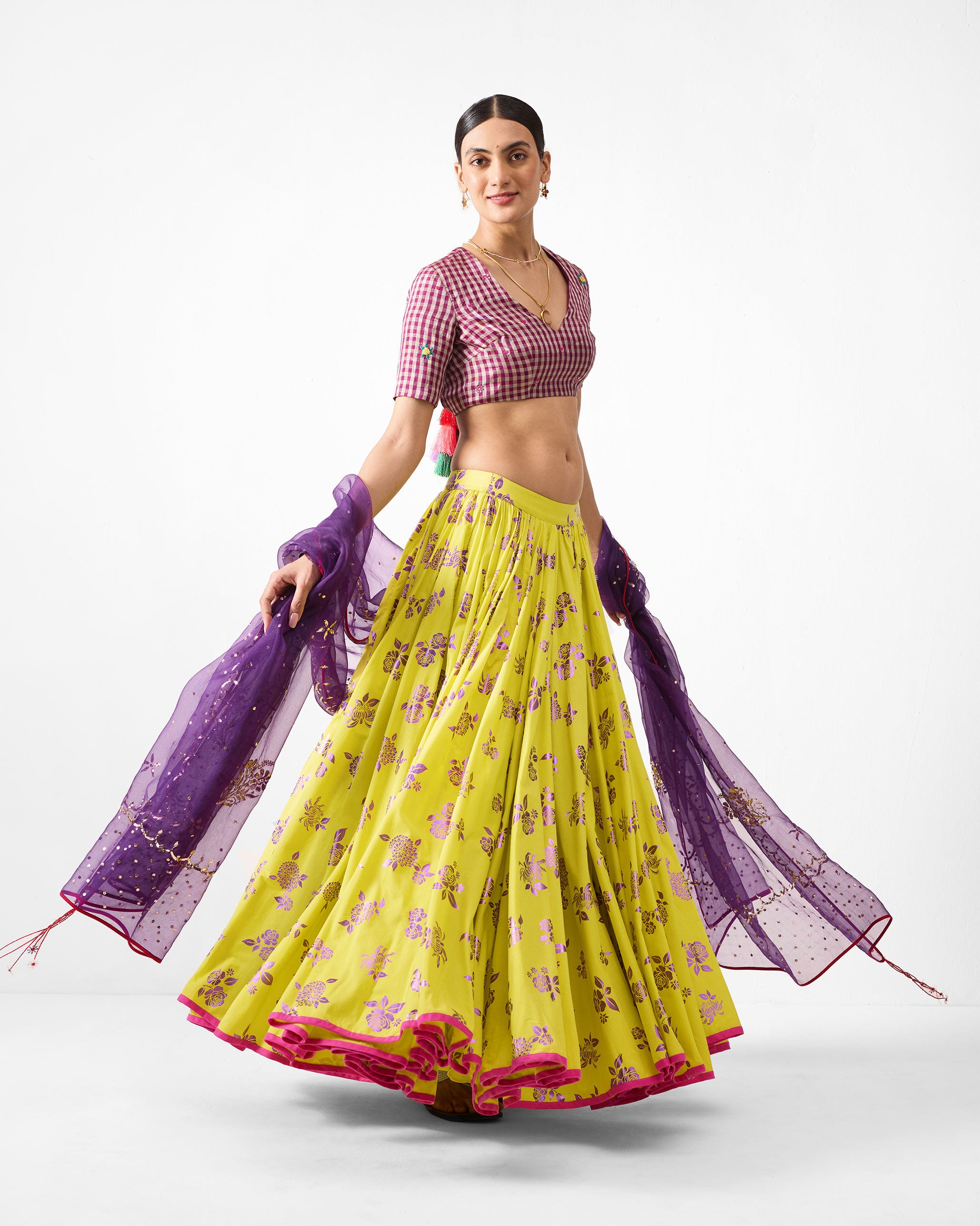 Chandni Dupatta - Purple Embroidered