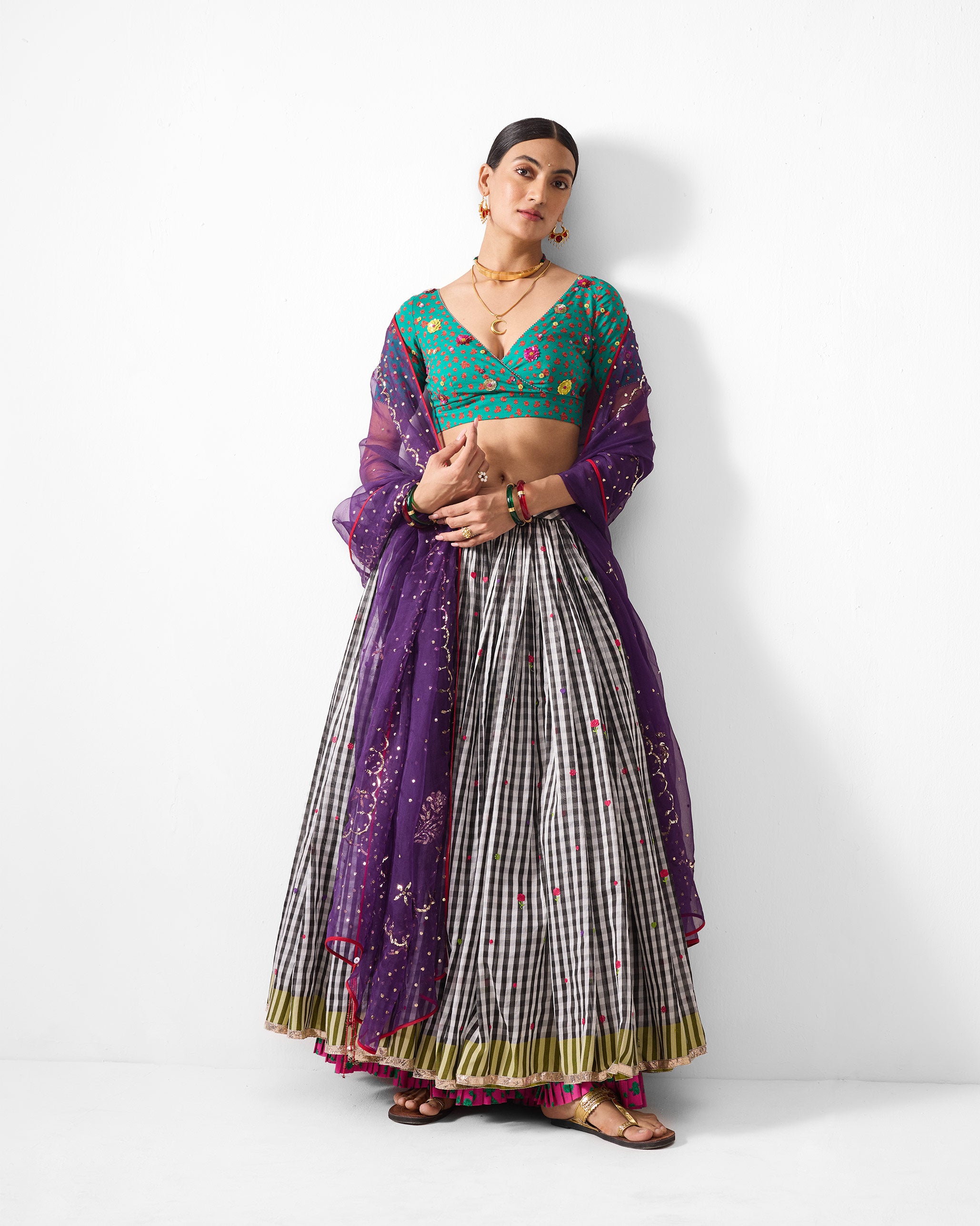 Chandni Dupatta - Purple Embroidered