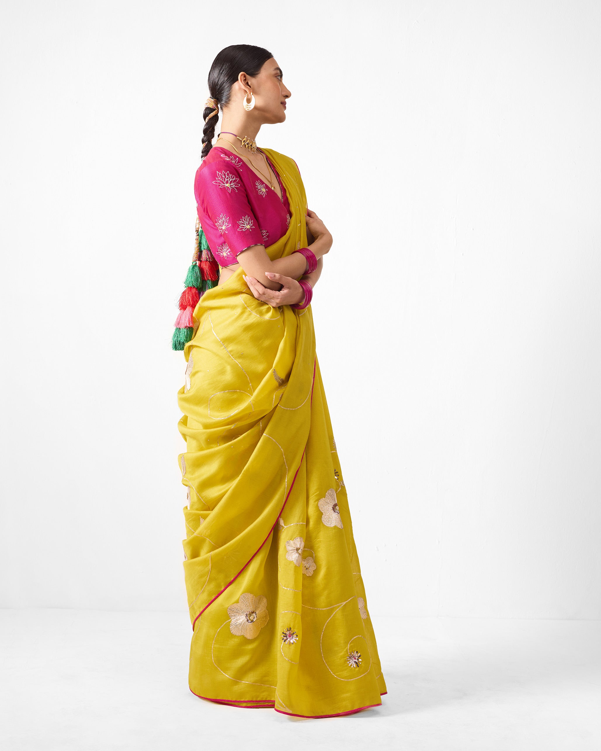 Seher Sari - Chartreuse Embroidered