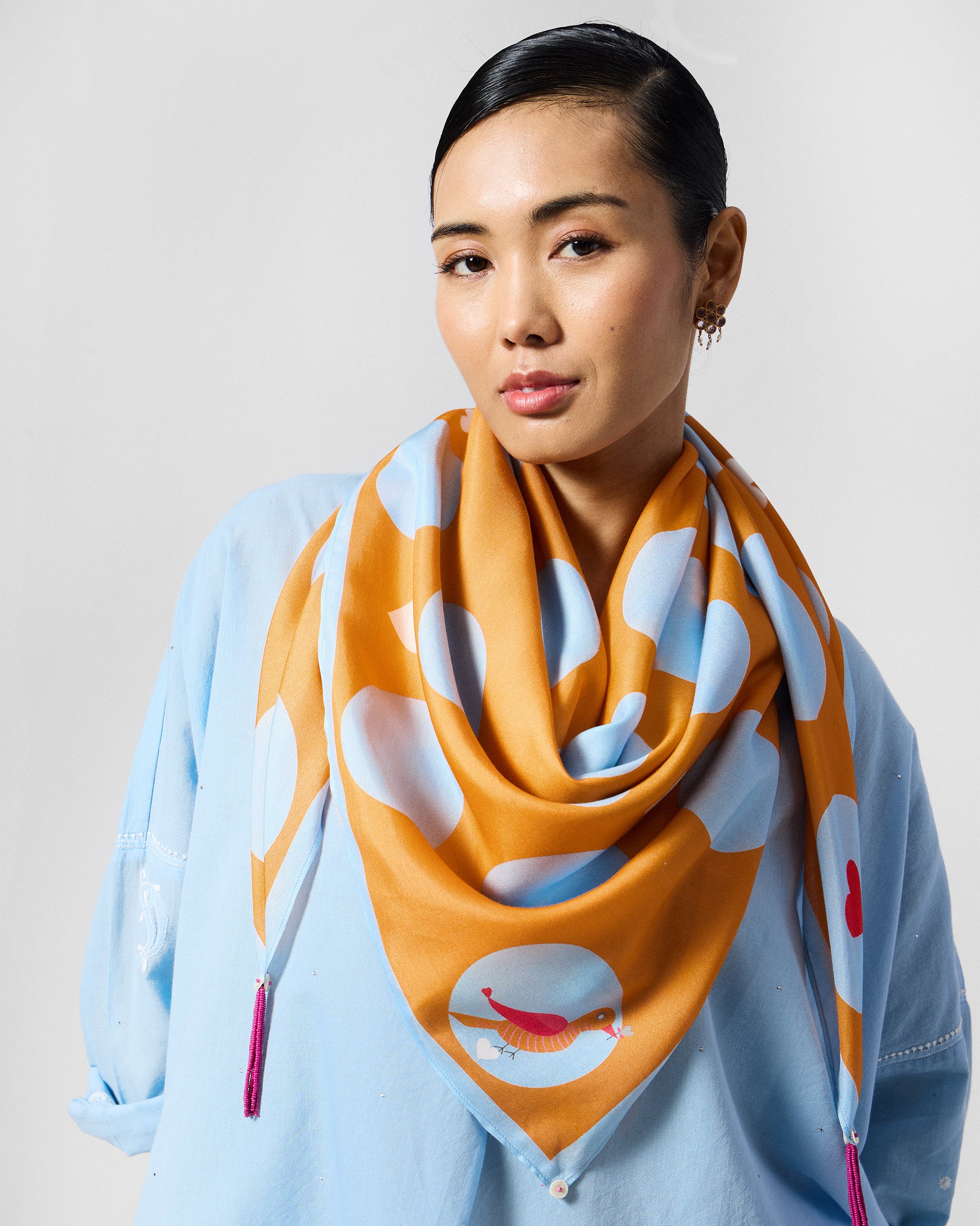 Dotty Scarf - Orange & Ice Blue