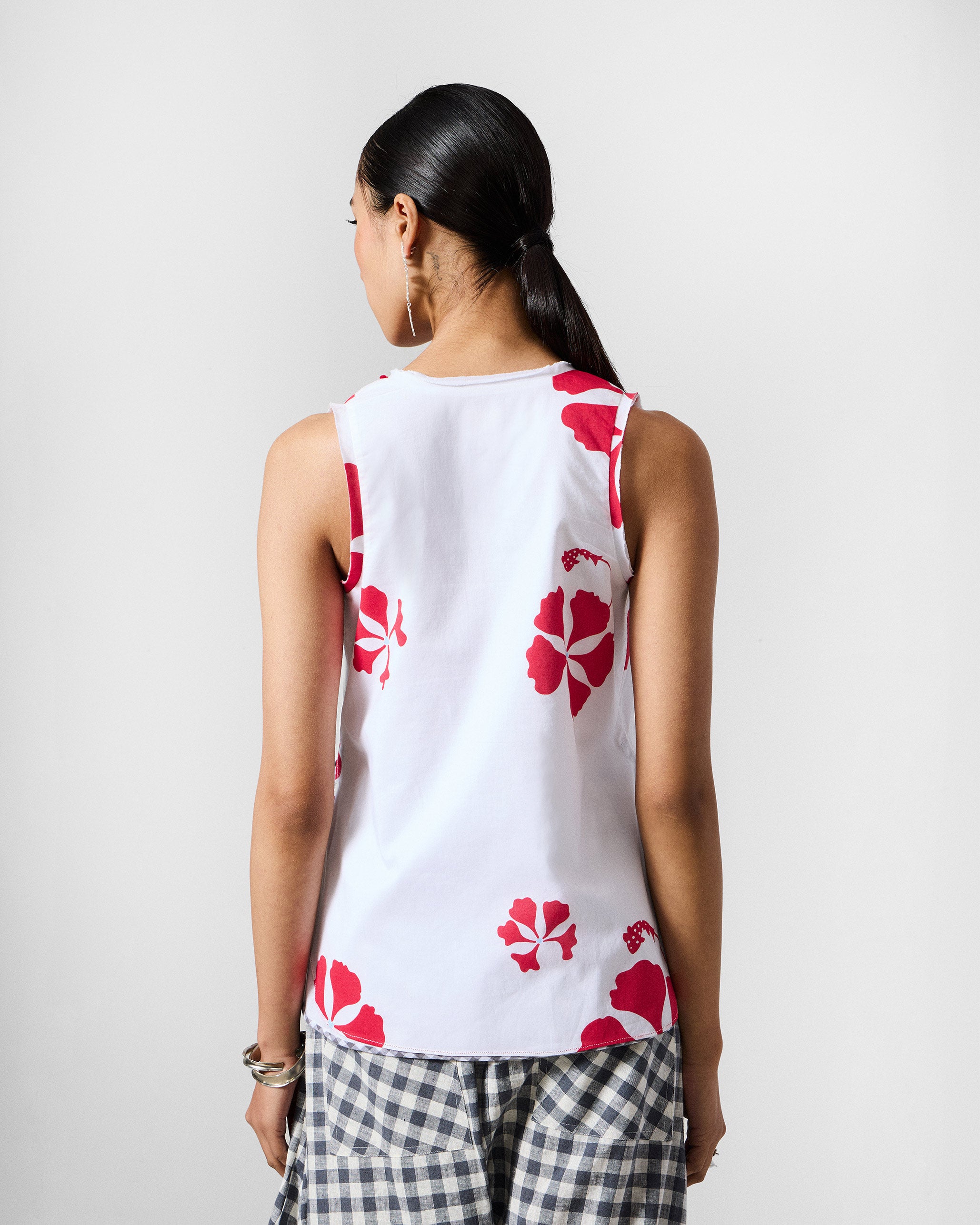 Kiva Top - White & Red Printed