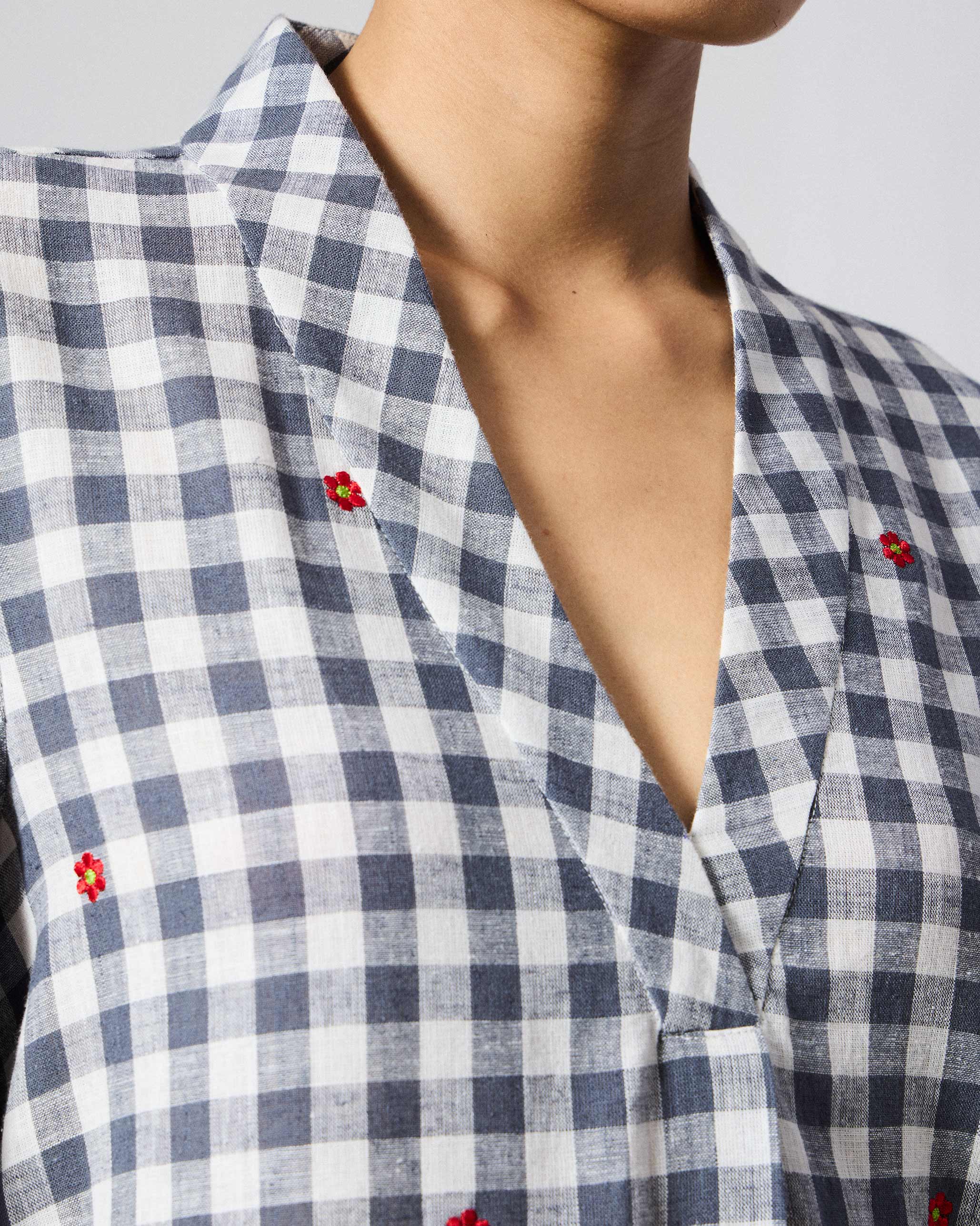 Dhauli Kurta - Grey & Whitel Checks