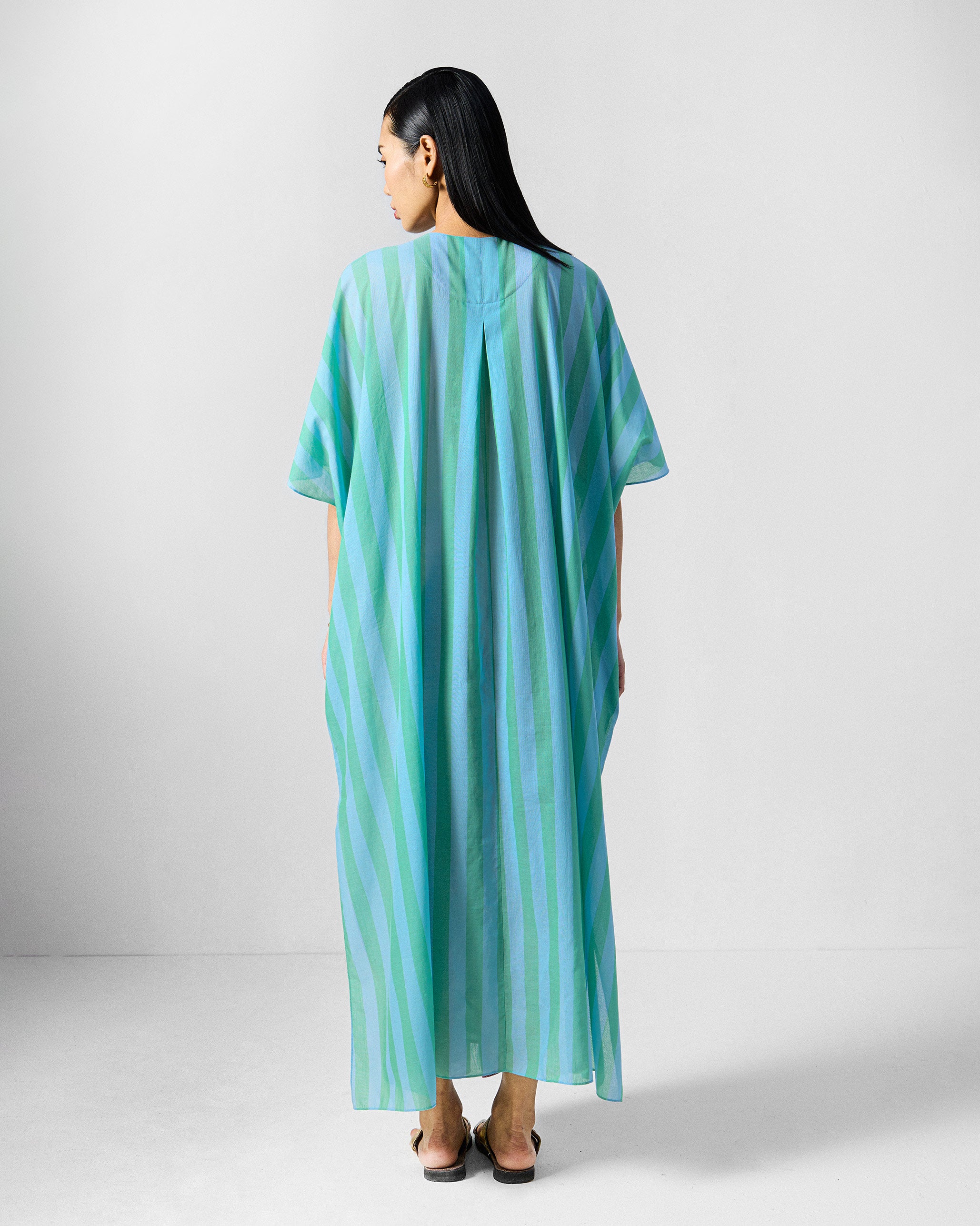 Mala Kaftan - Blue & Green Stripes