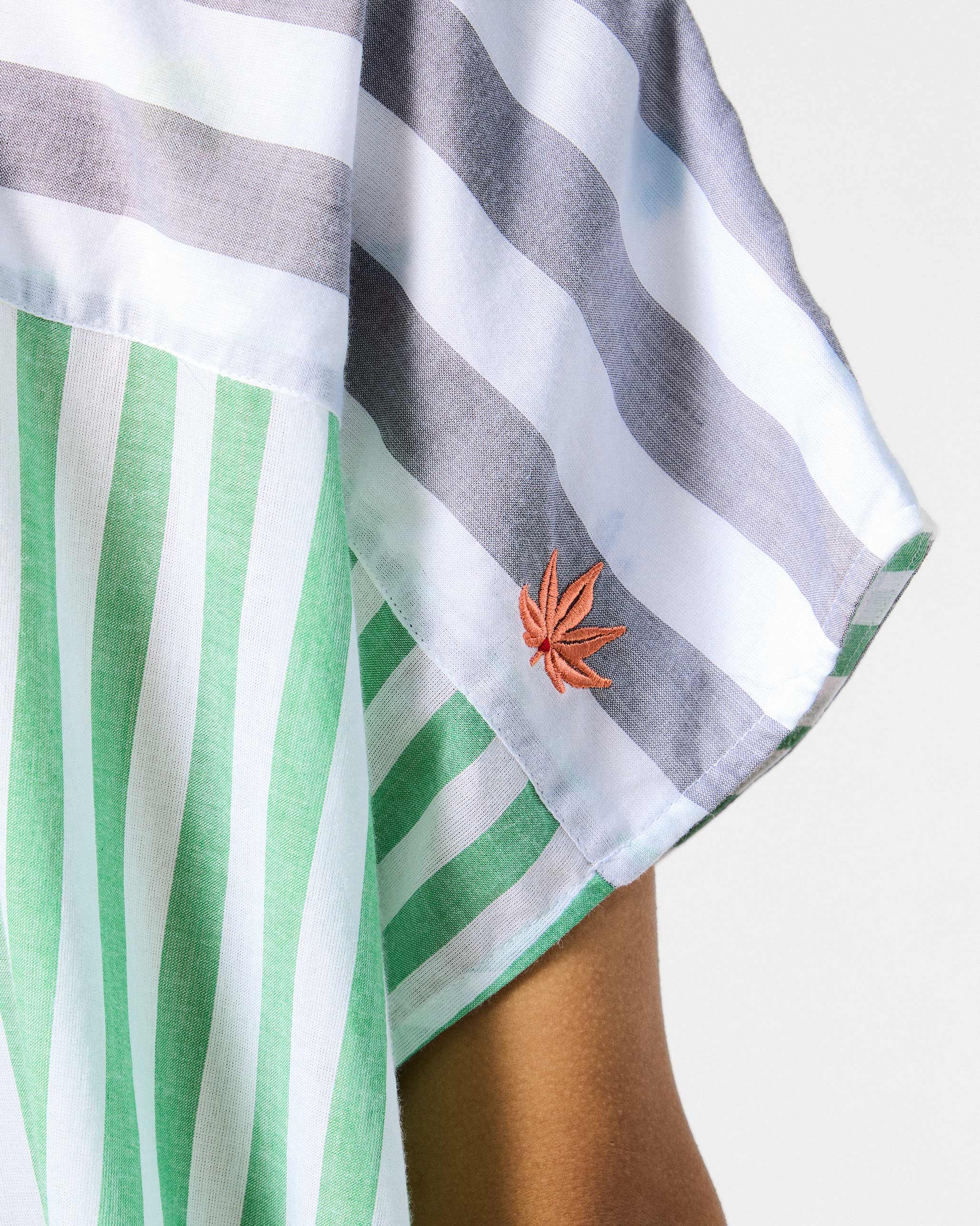 Dali Kaftan - Green & Grey Stripes