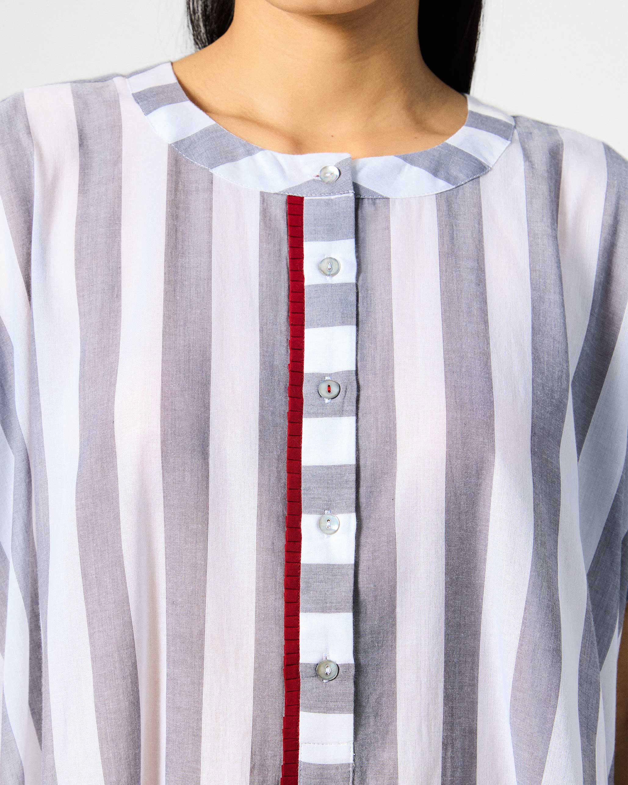 Dali Kaftan - Green & Grey Stripes