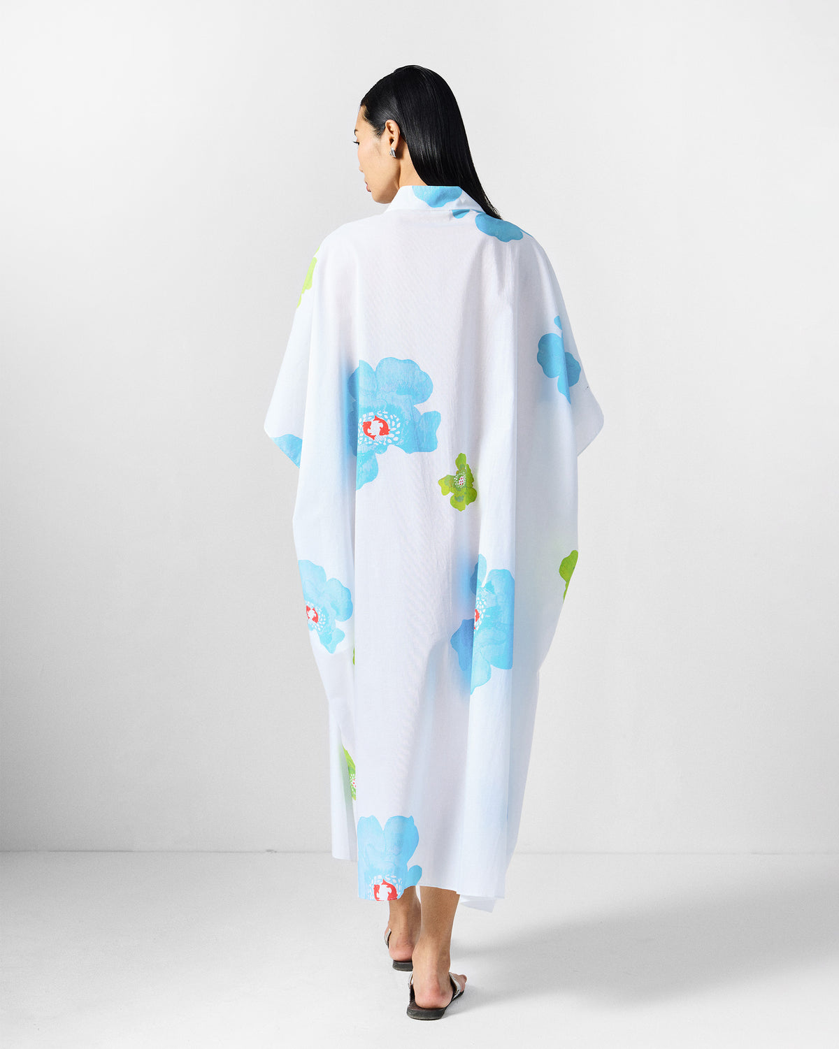 Bea Kaftan - White & Blue Printed