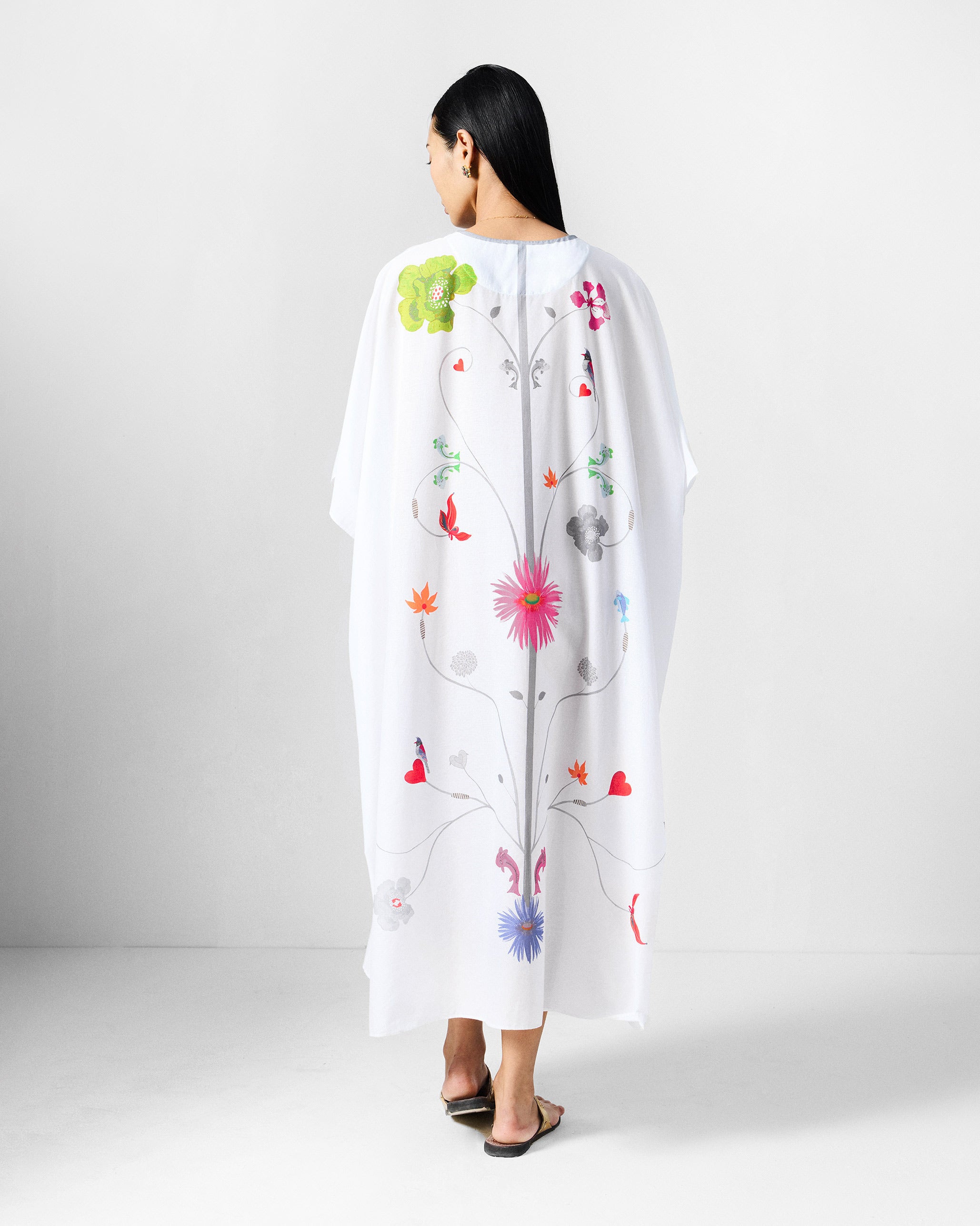 Kohima Kaftan - White Printed