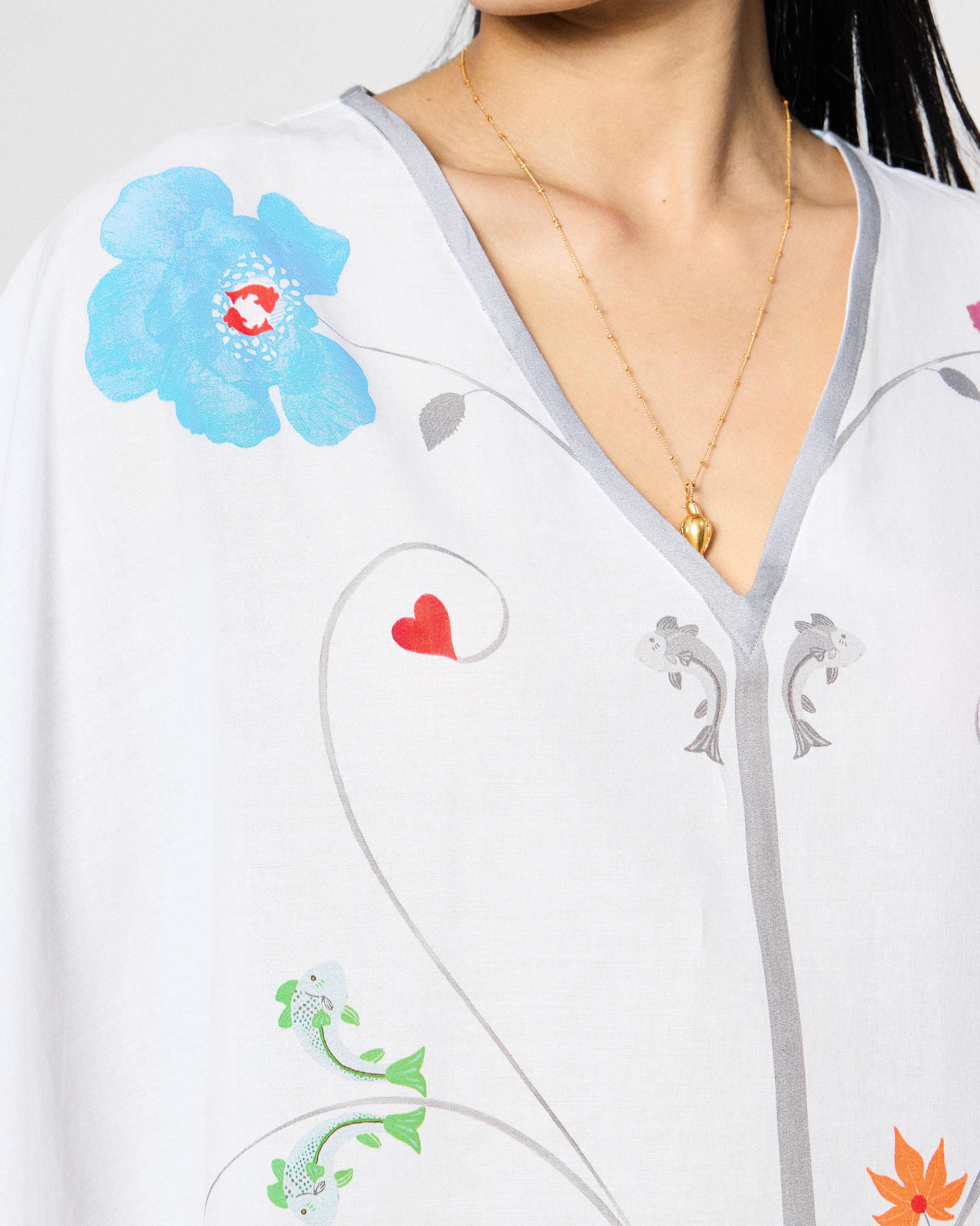 Kohima Kaftan - White Printed