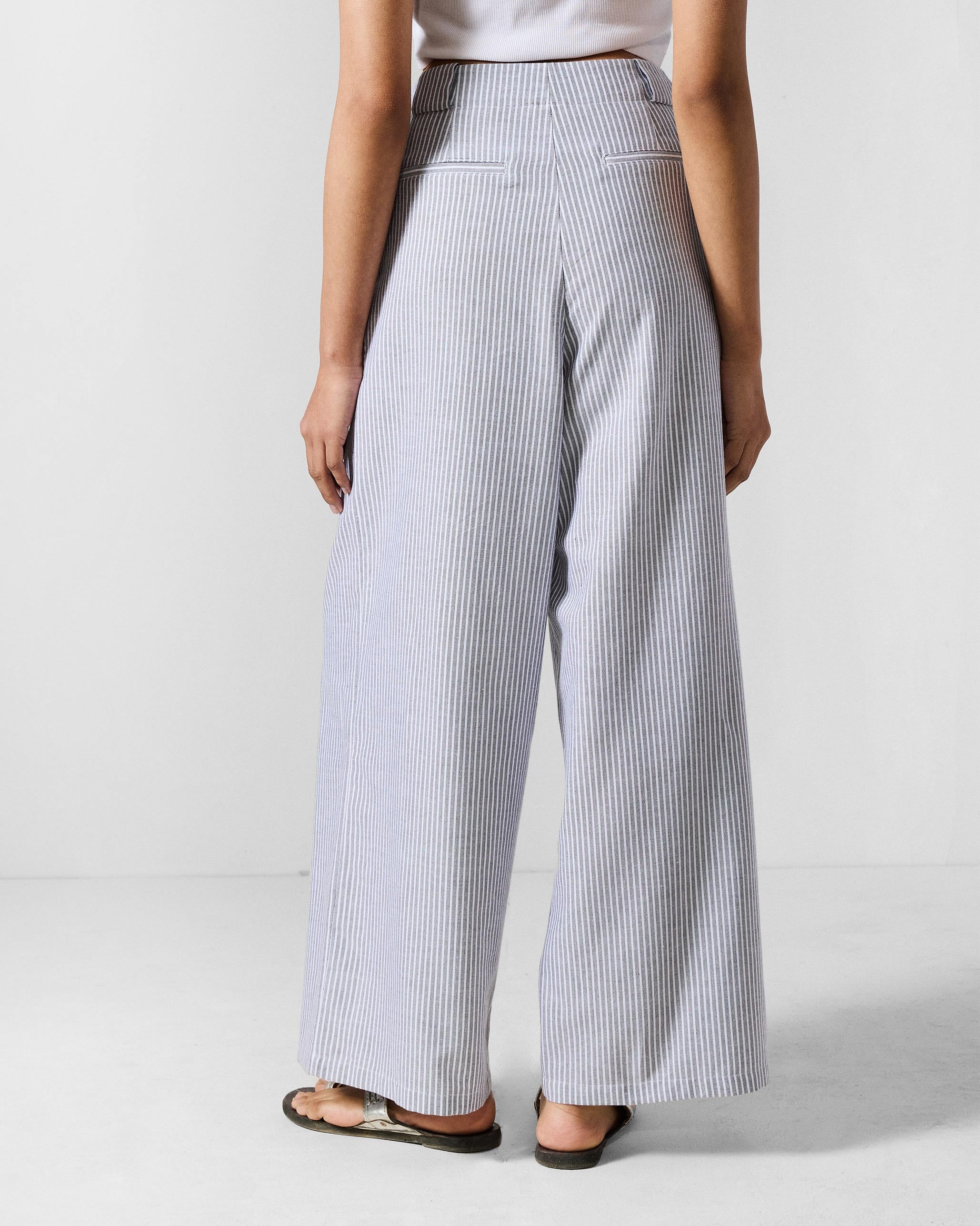 Costa Pants - Grey & White Stripes