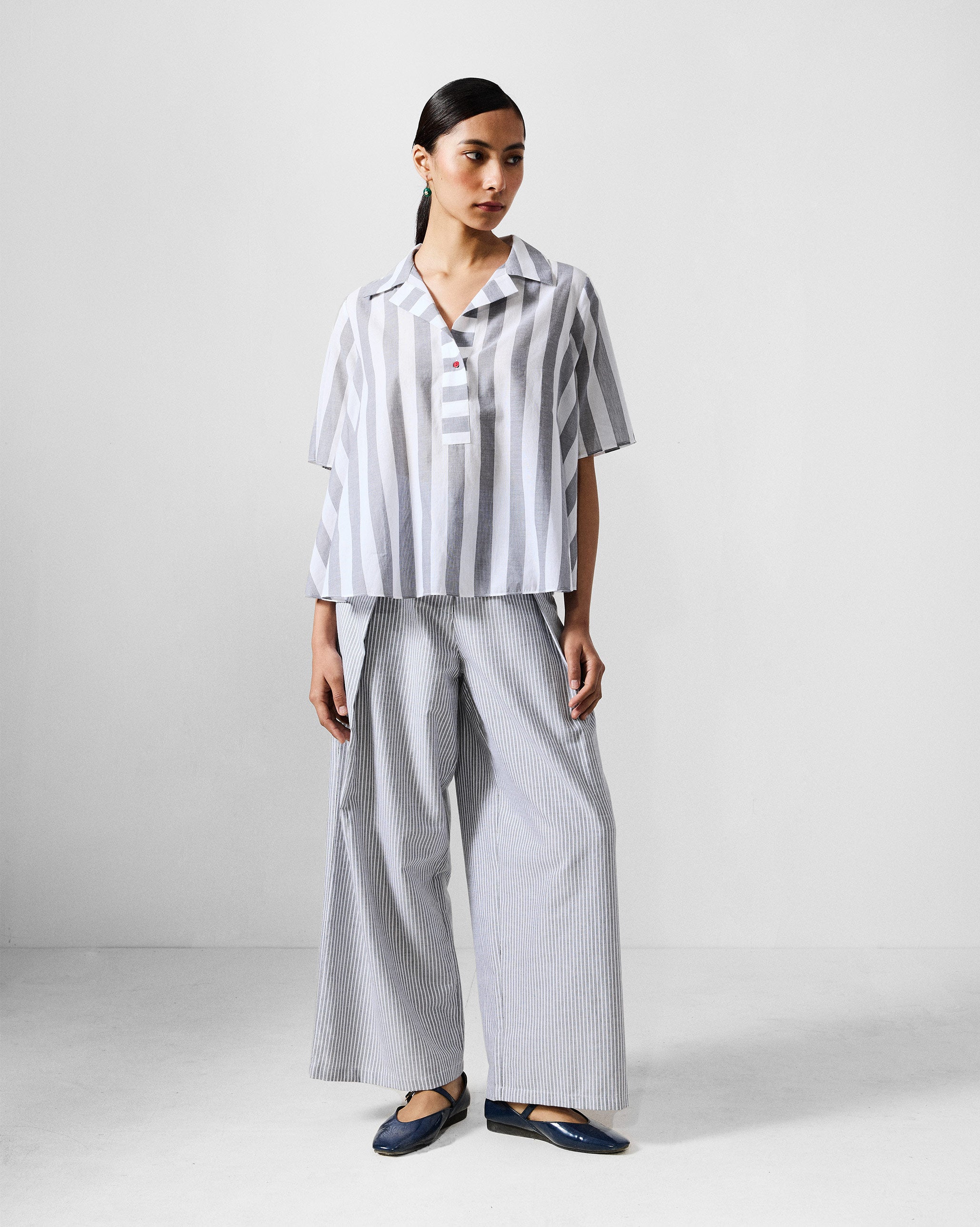 Costa Pants - Grey & White Stripes
