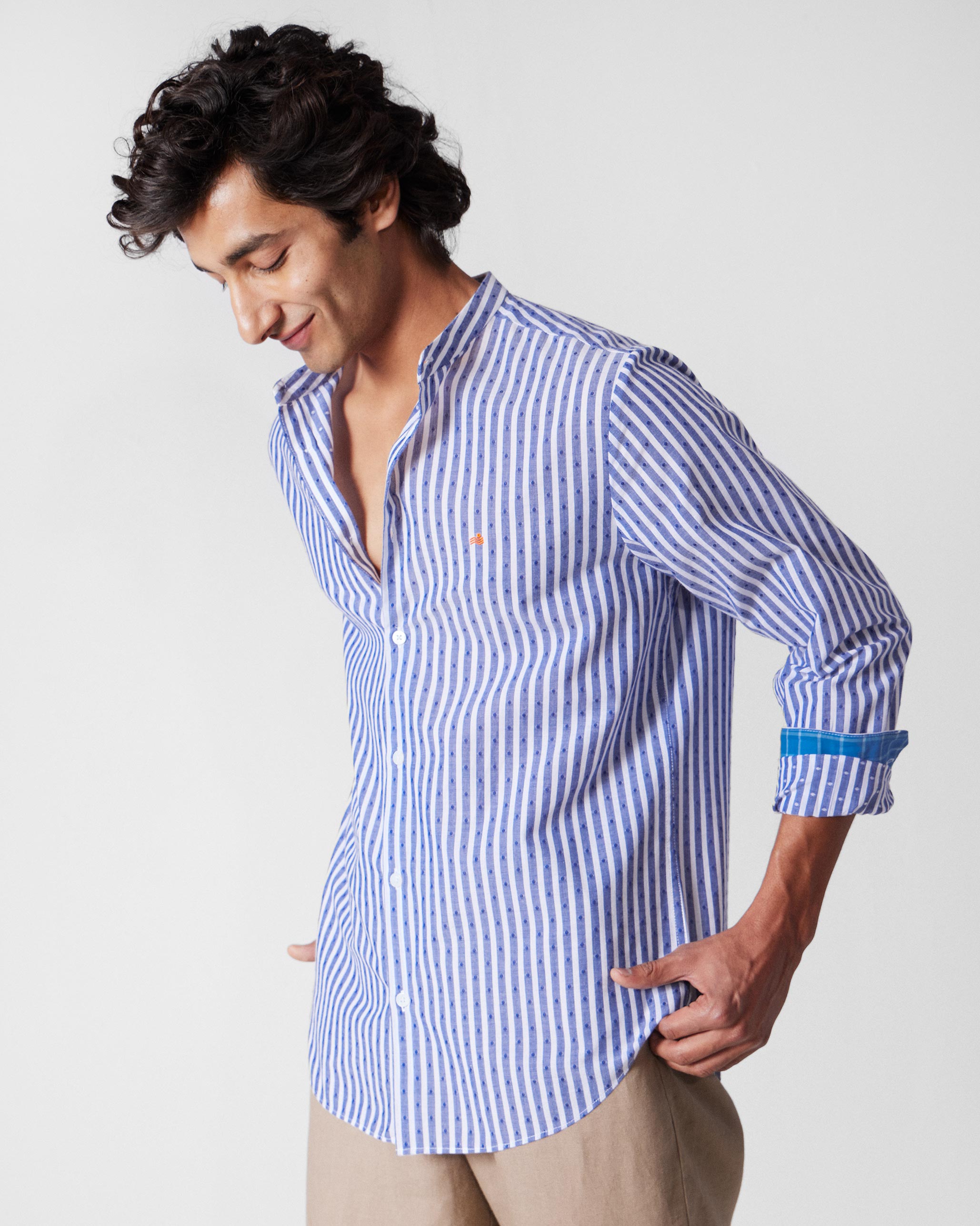 Nawab Shirt - Navy & White Stripes