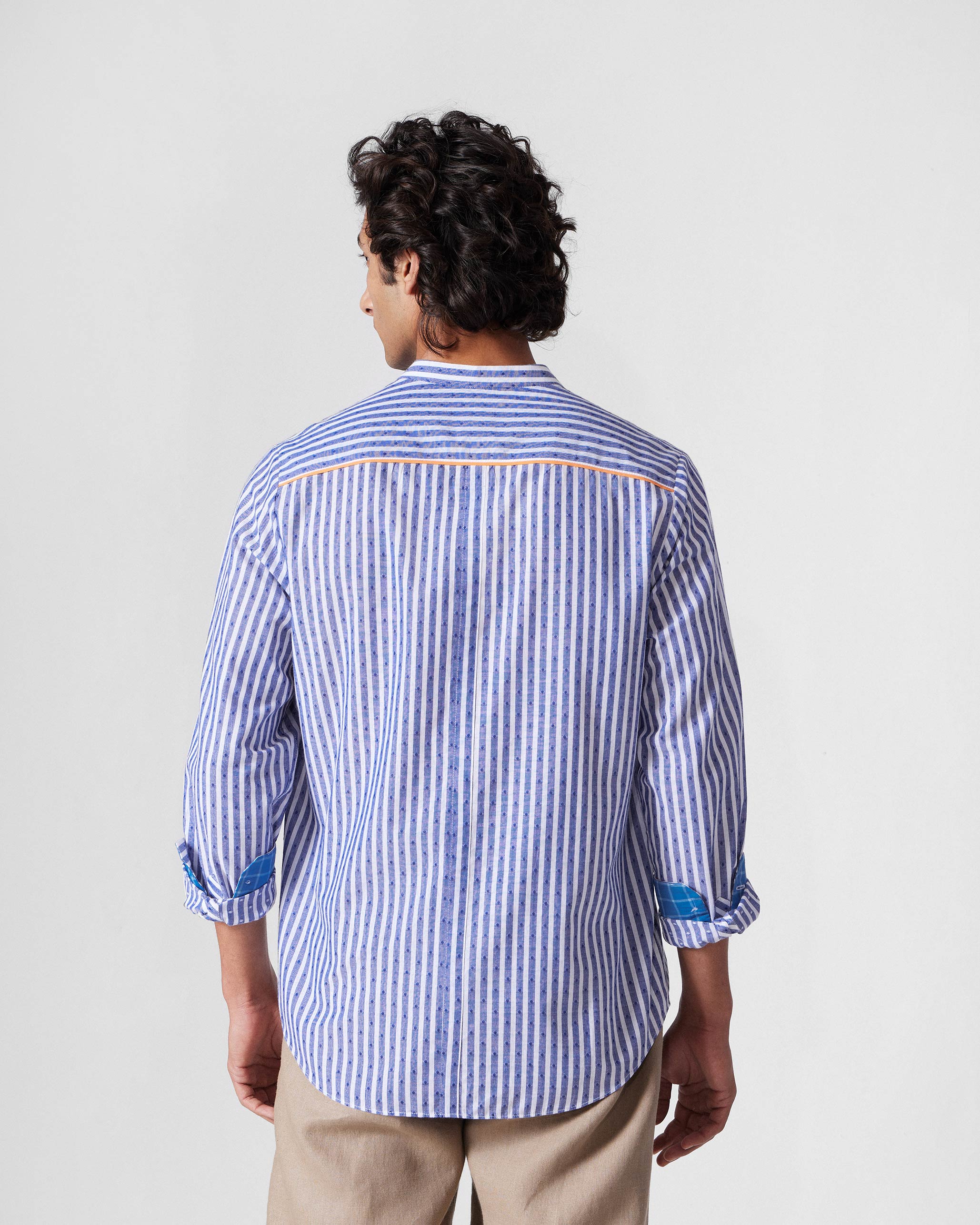 Nawab Shirt - Navy & White Stripes