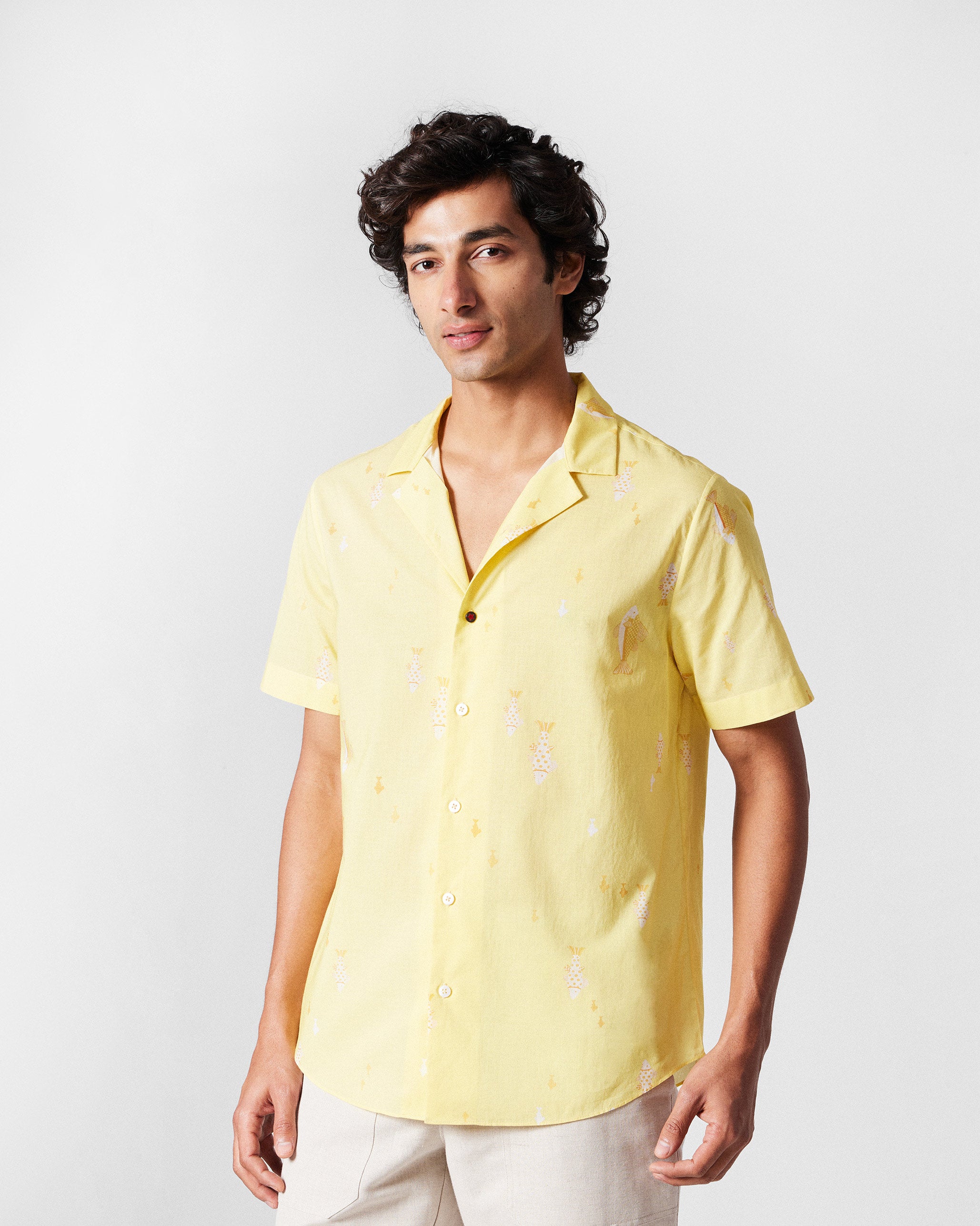 Mistari Shirt - Light Yellow Printed