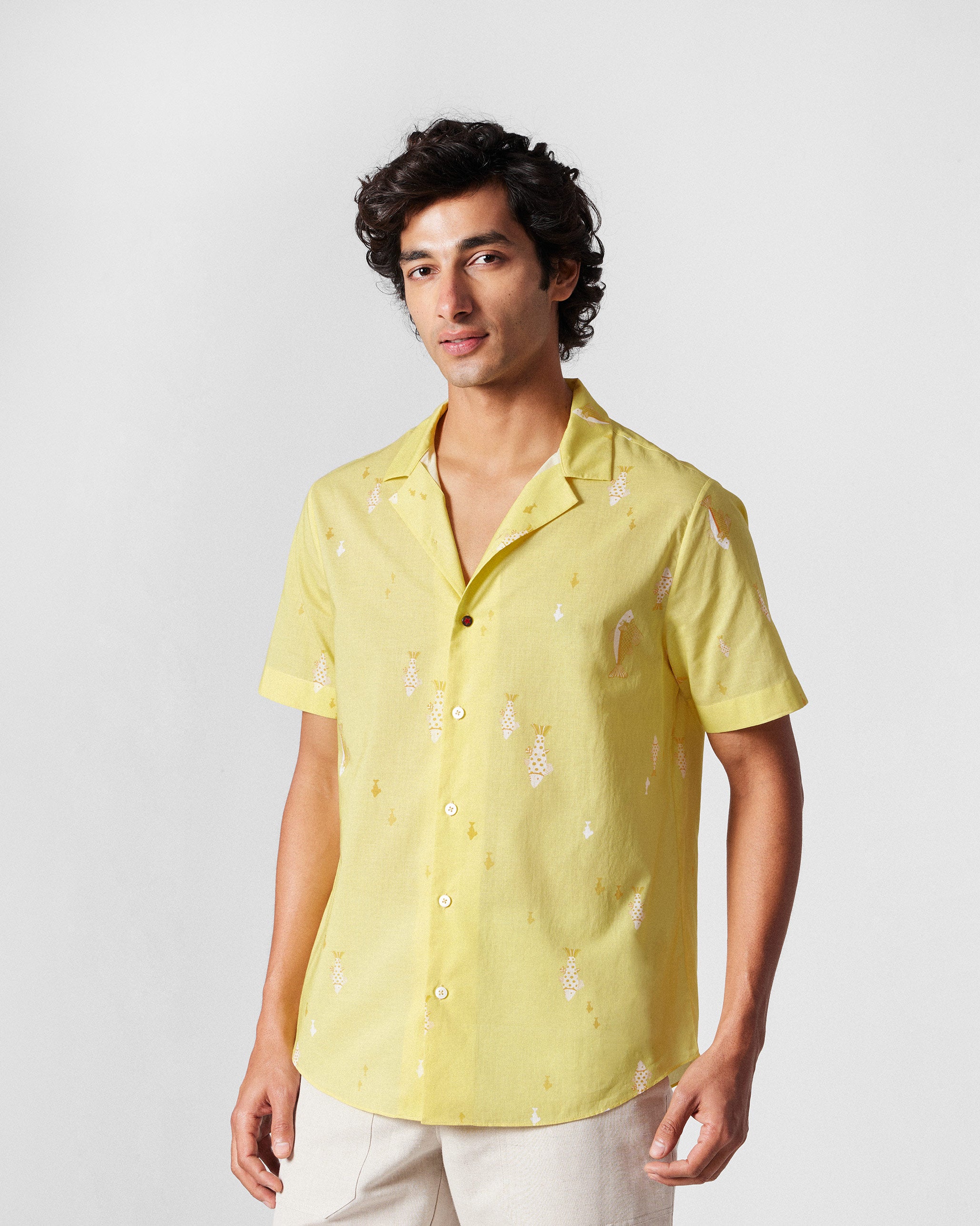 Mistari Shirt - Light Yellow Printed