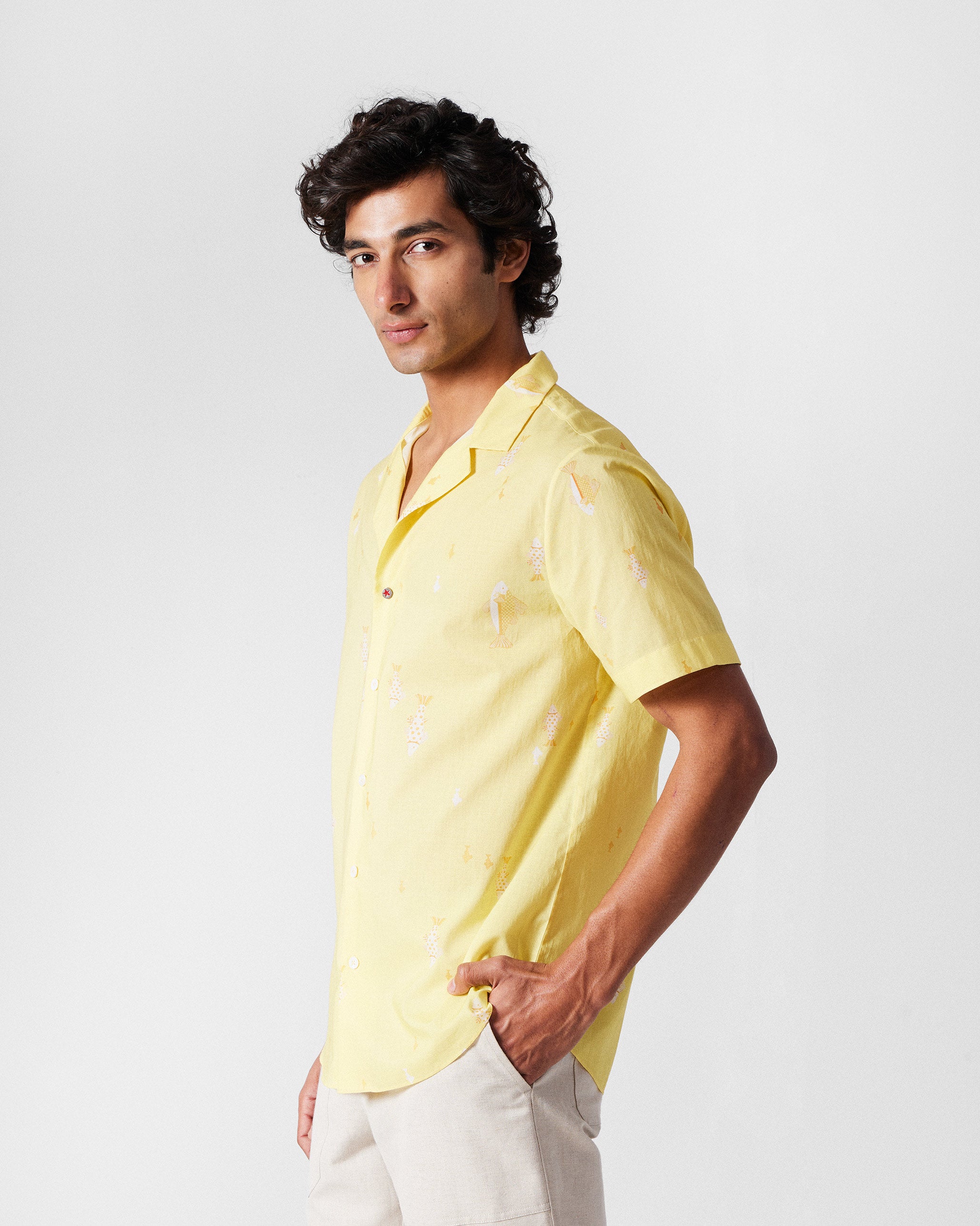 Mistari Shirt - Light Yellow Printed