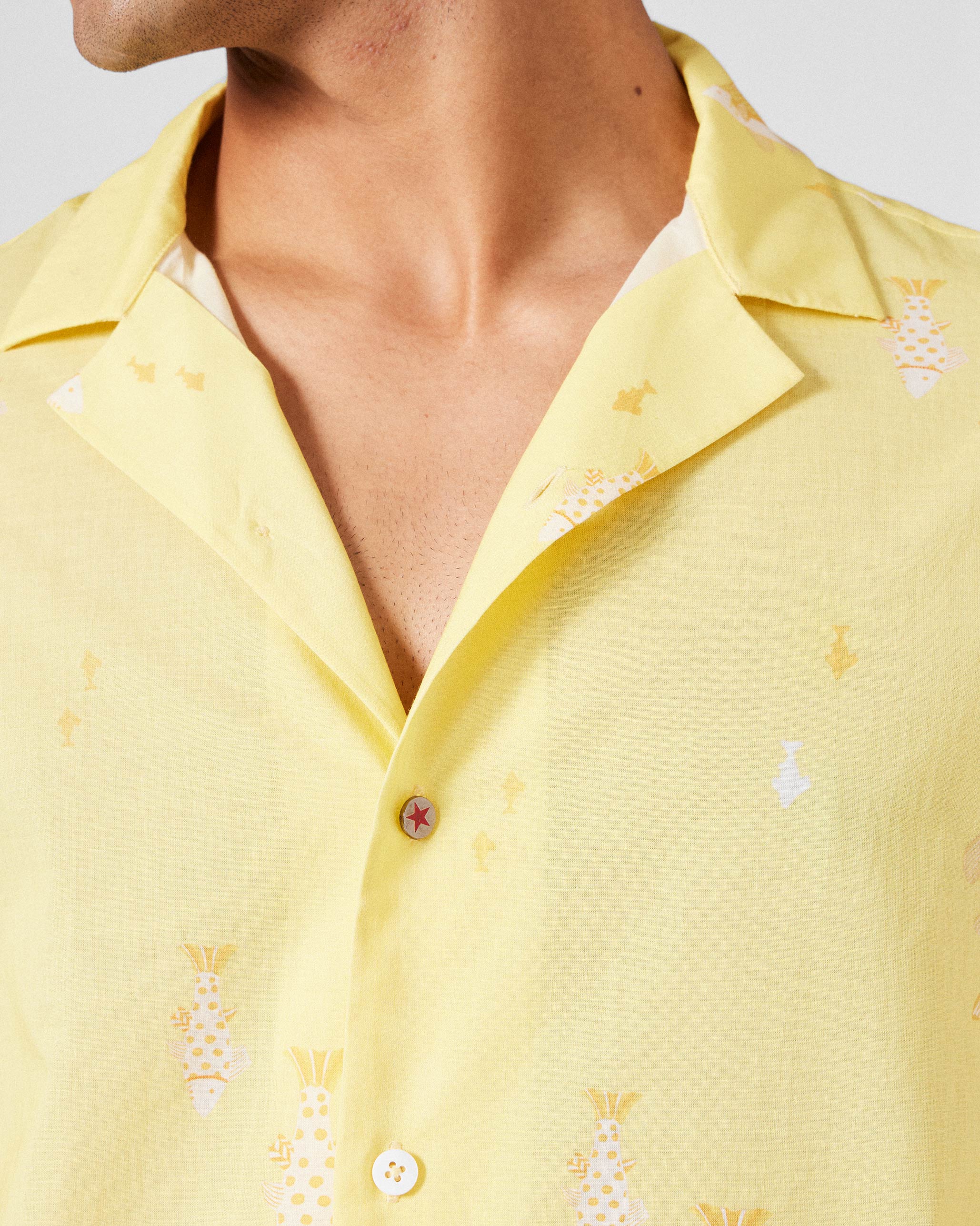 Mistari Shirt - Light Yellow Printed