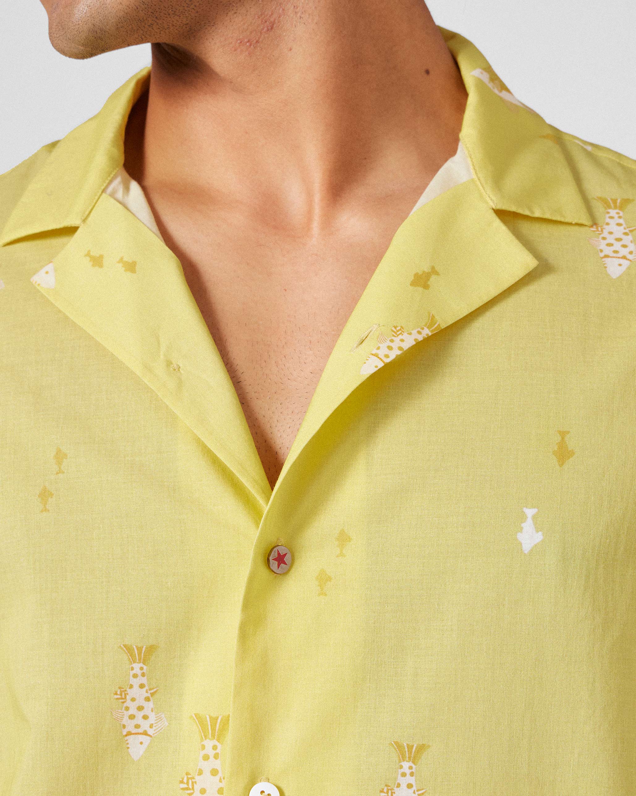 Mistari Shirt - Light Yellow Printed