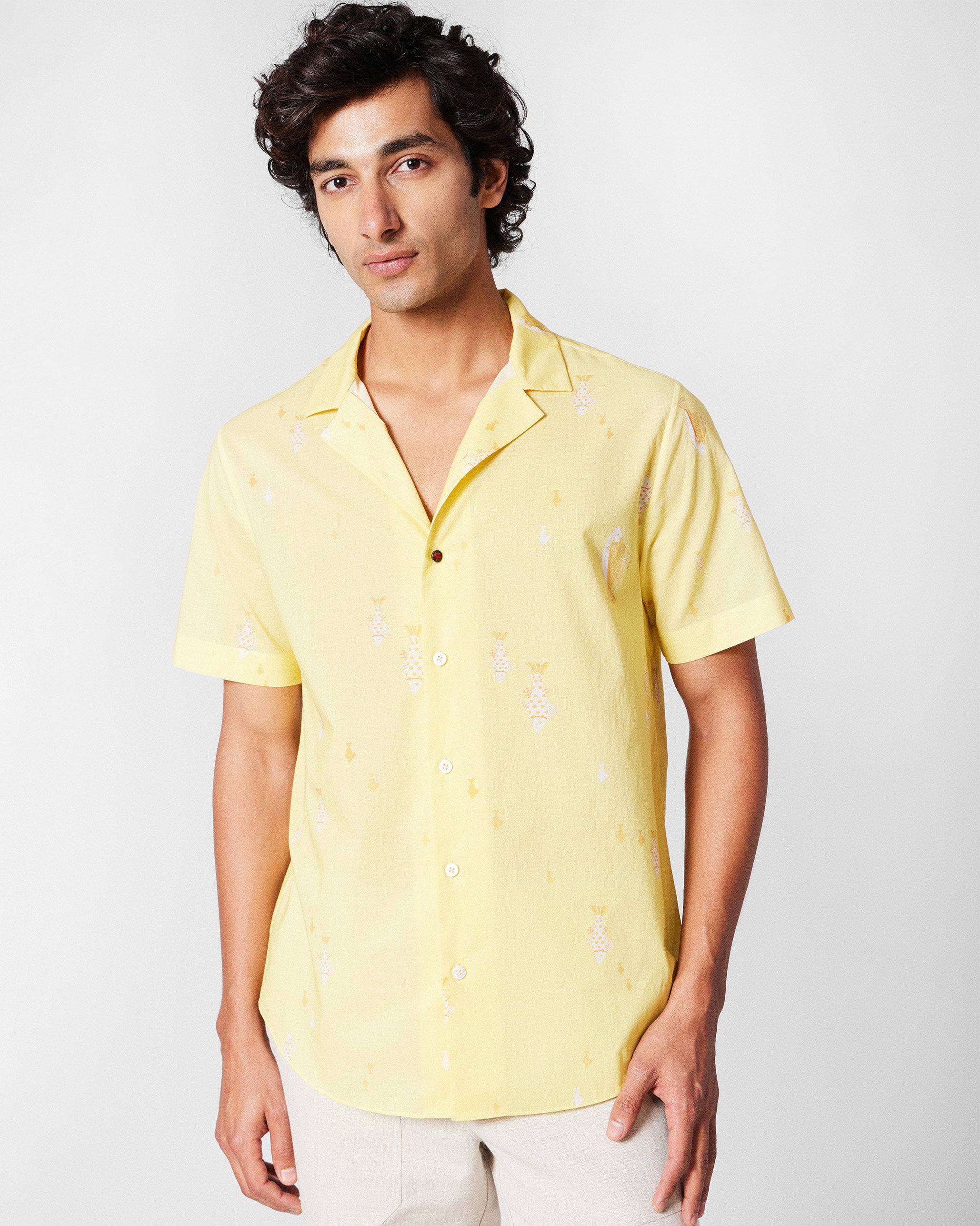 Mistari Shirt - Light Yellow Printed