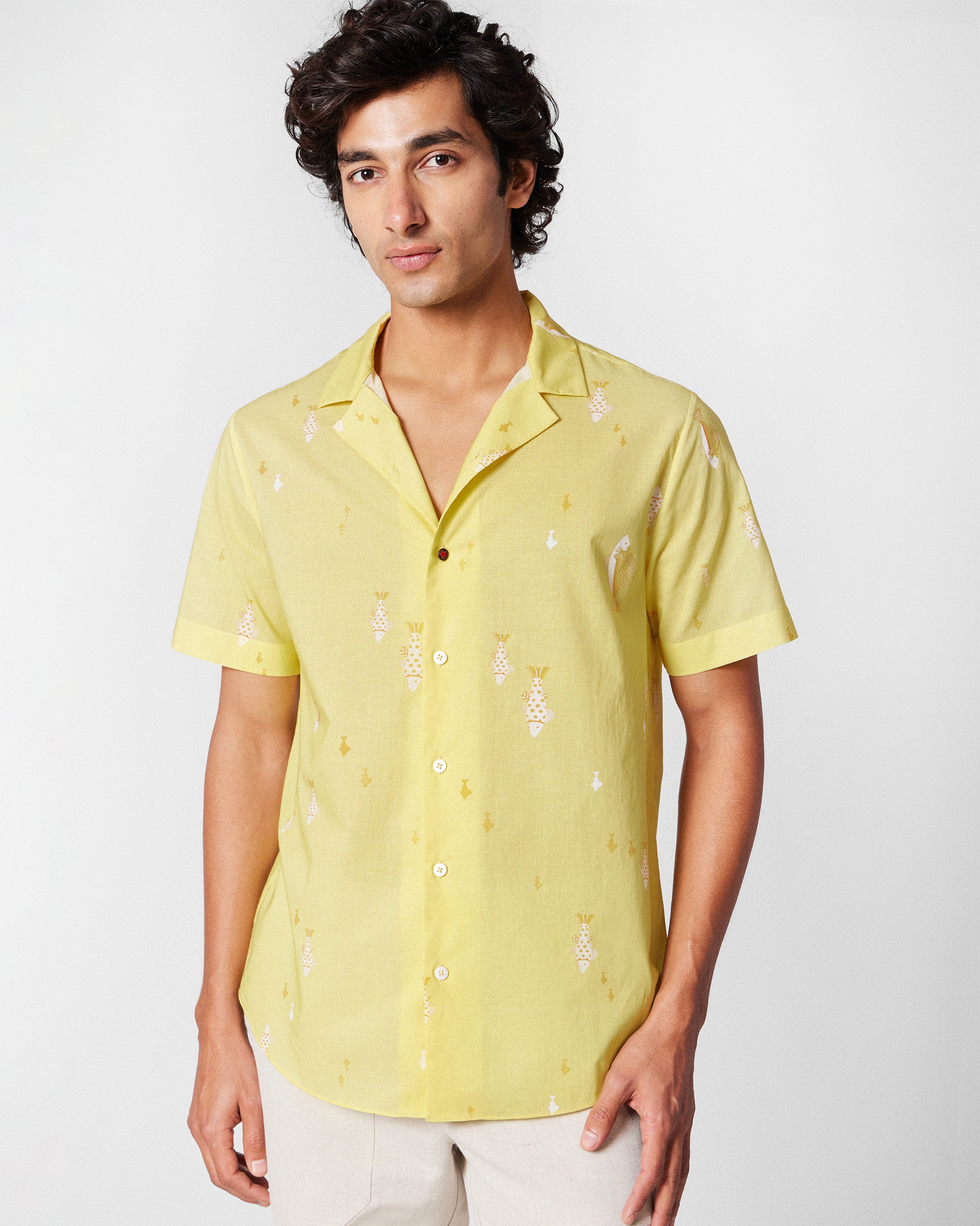 Mistari Shirt - Light Yellow Printed