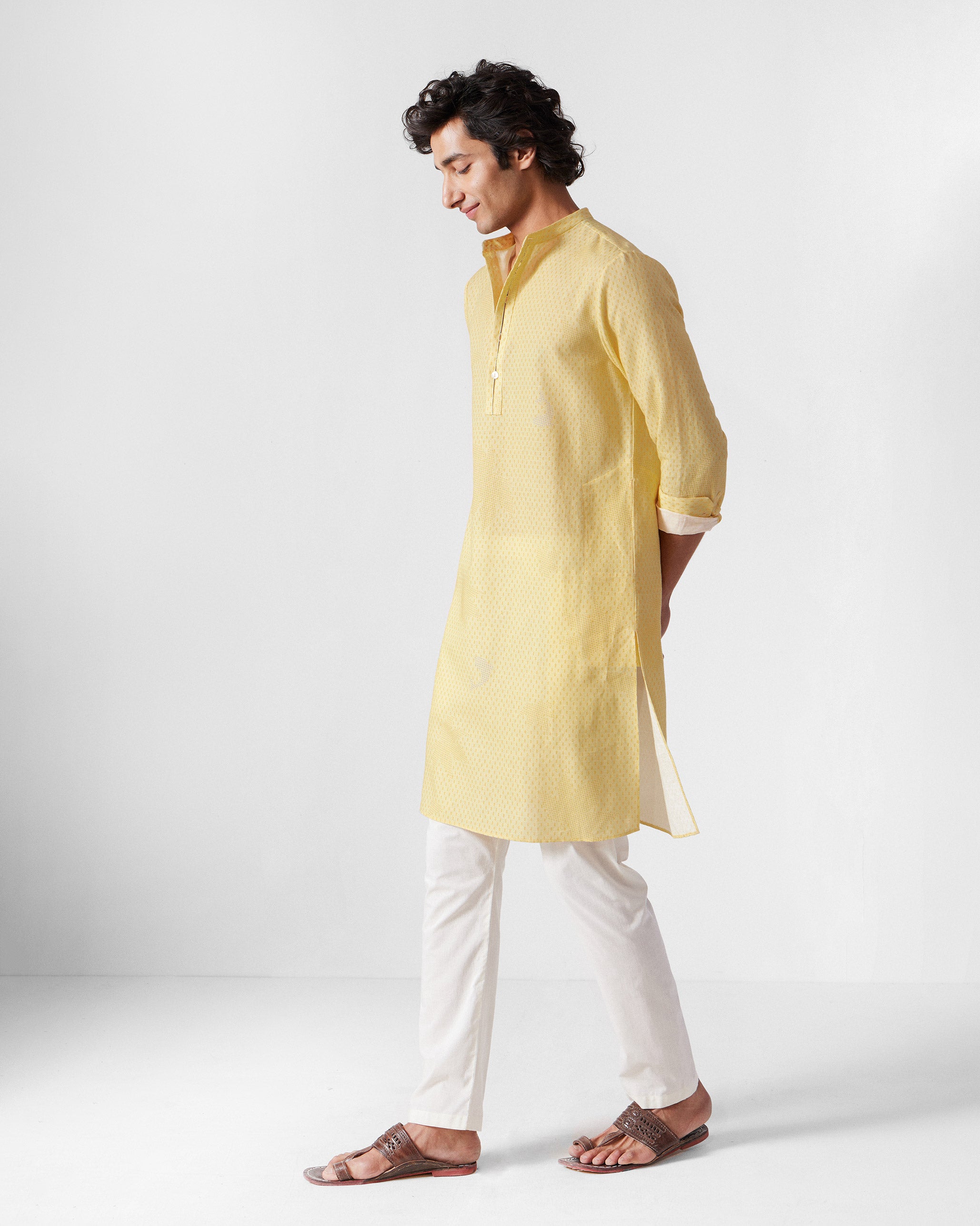 Astral Kurta - Light Yellow Printed