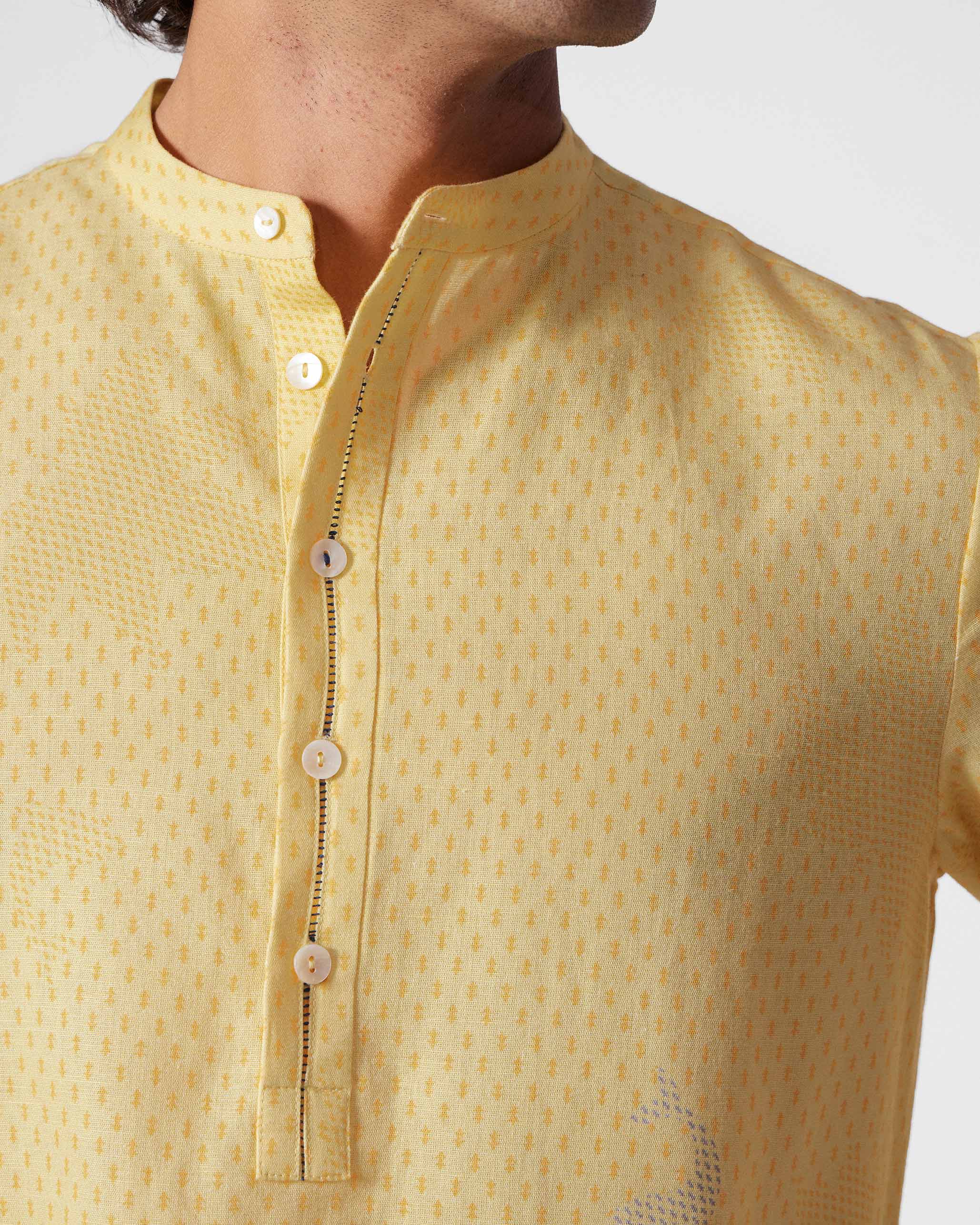 Astral Kurta - Light Yellow Printed