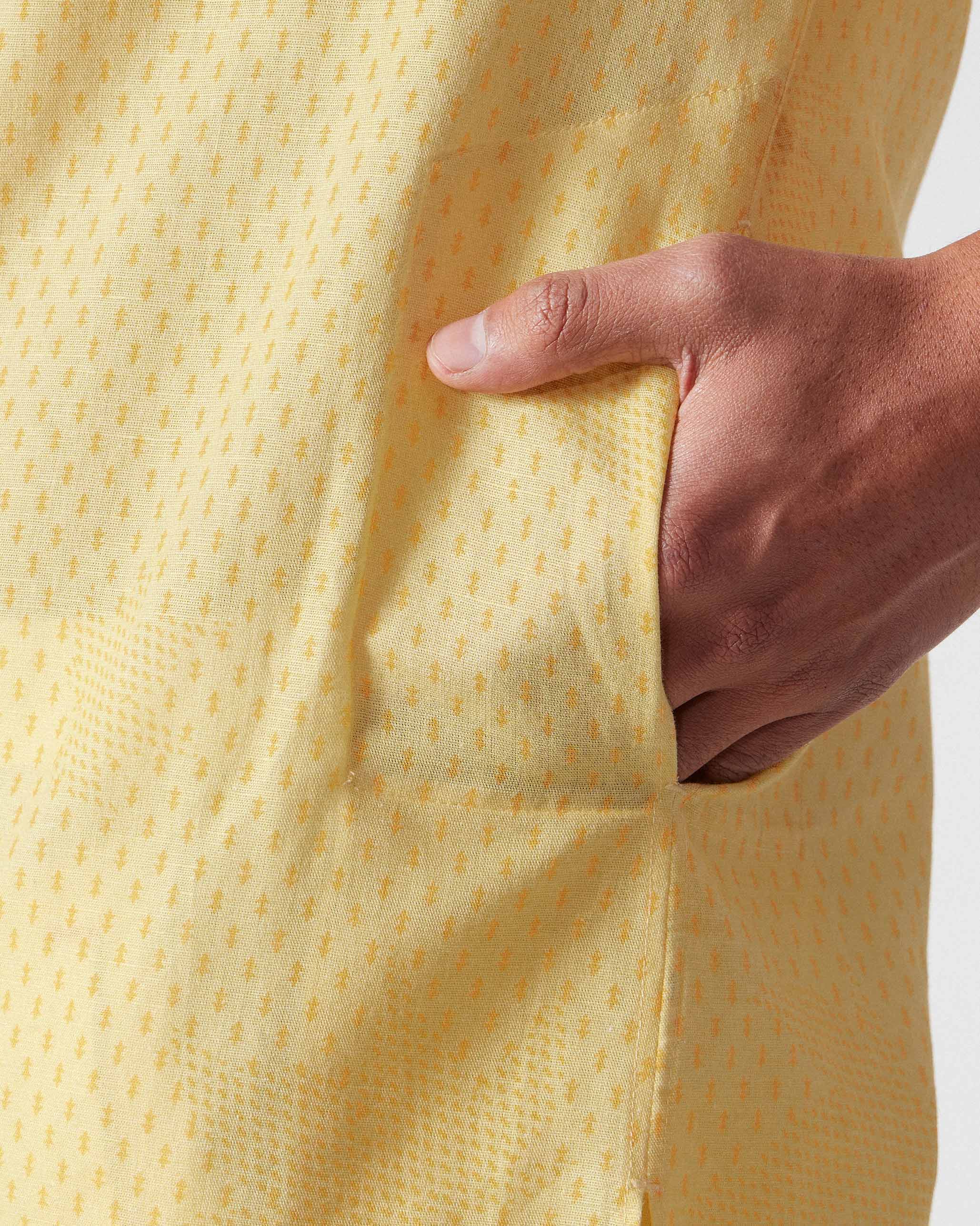 Astral Kurta - Light Yellow Printed