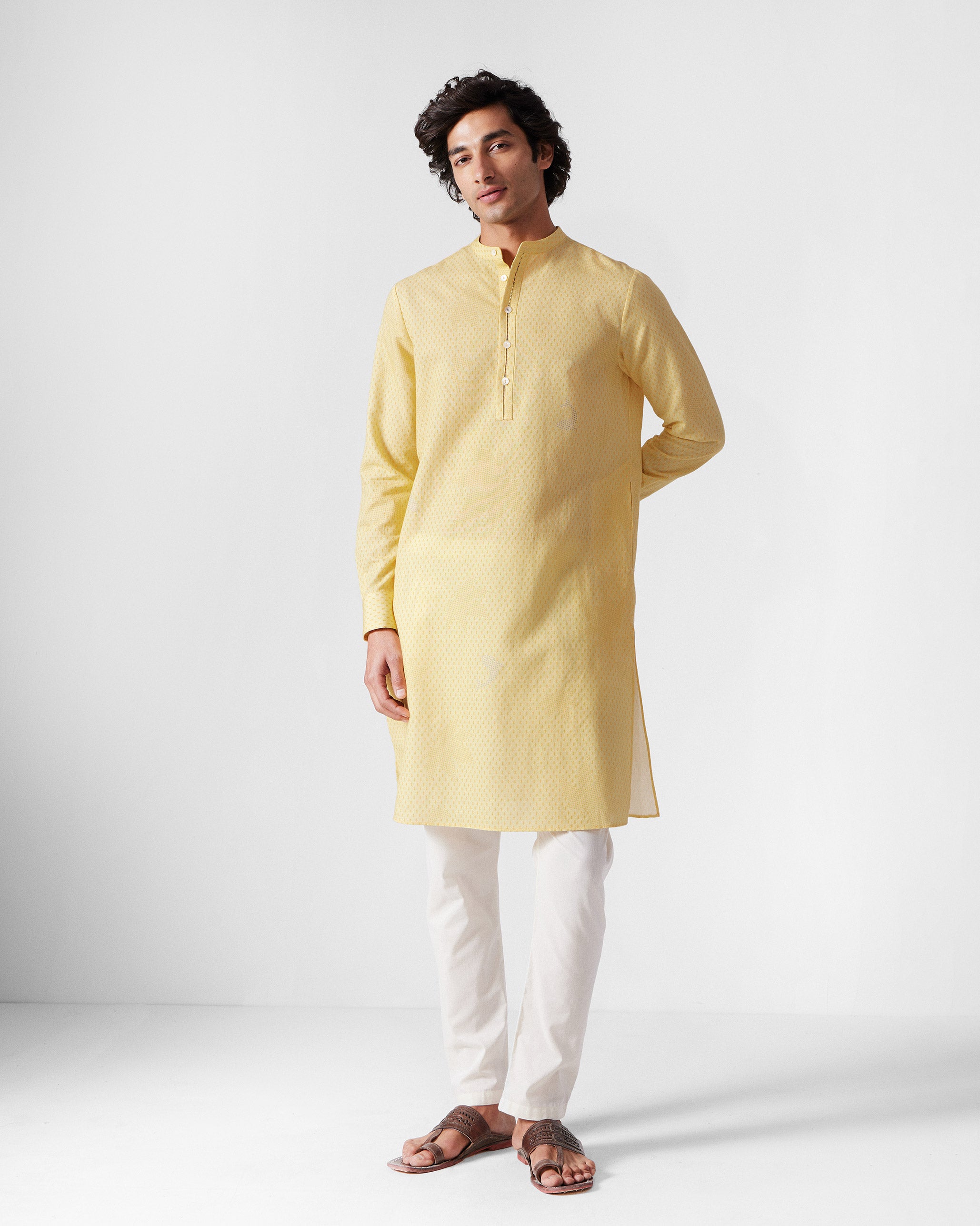 Astral Kurta - Light Yellow Printed