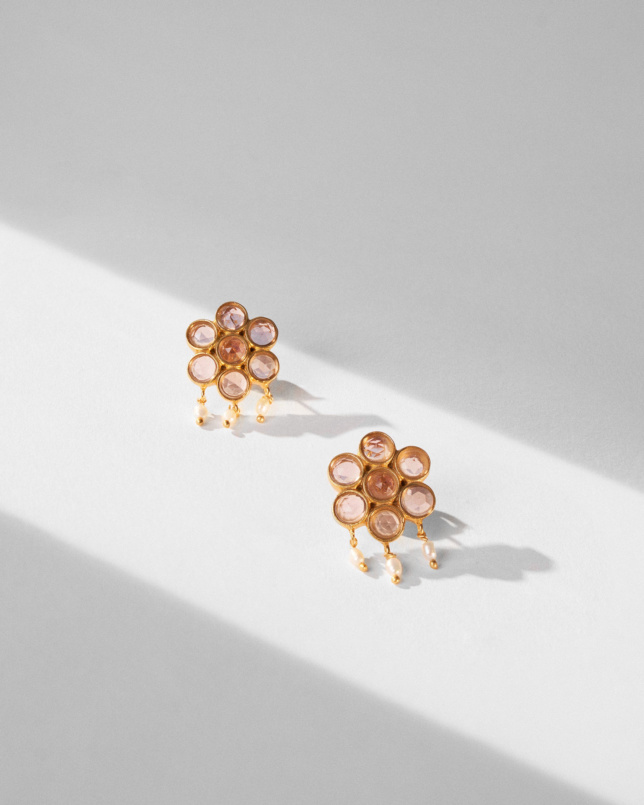 Amethyst Flower Earrings - Gold