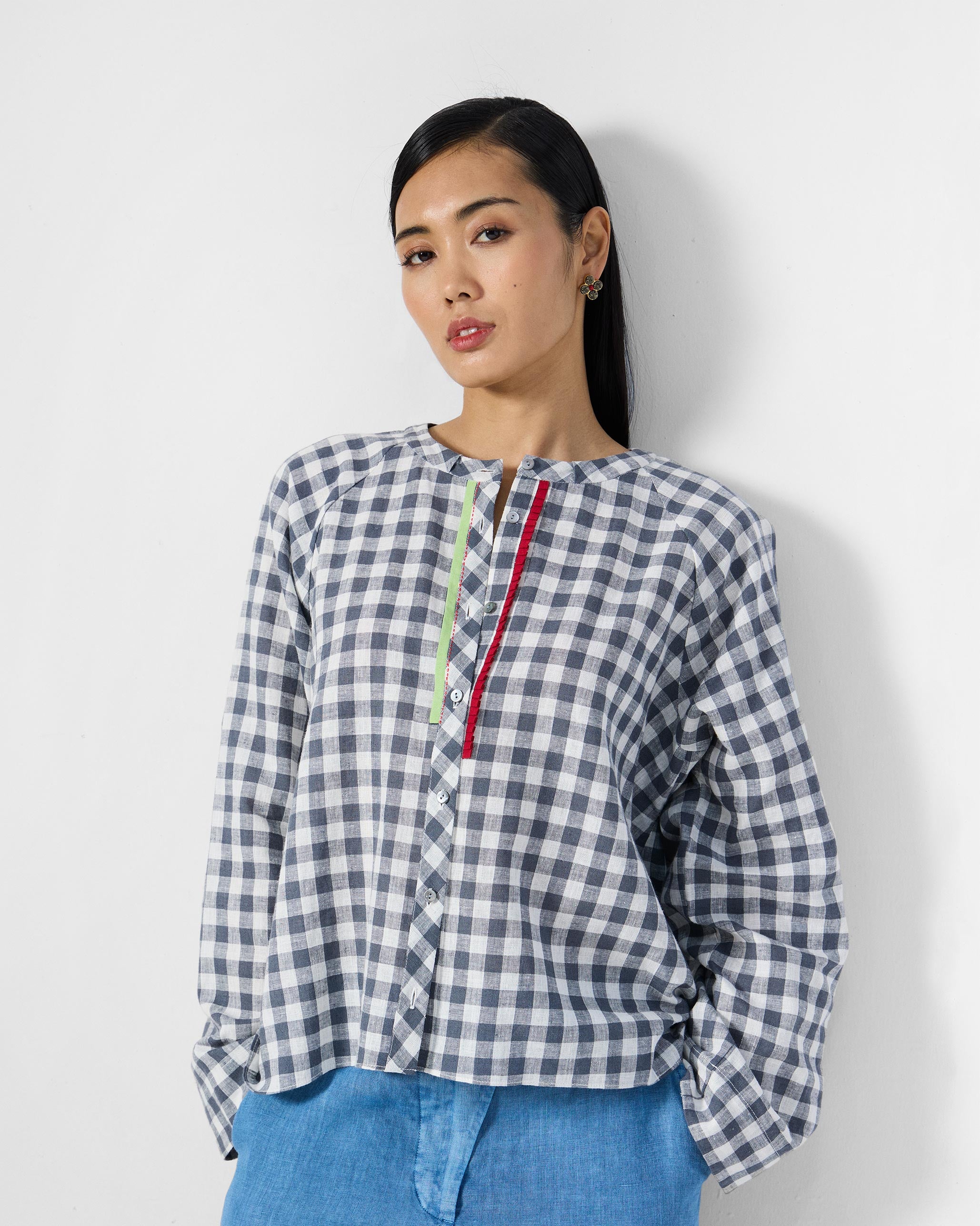 Zil Top - Charcoal & White Checks