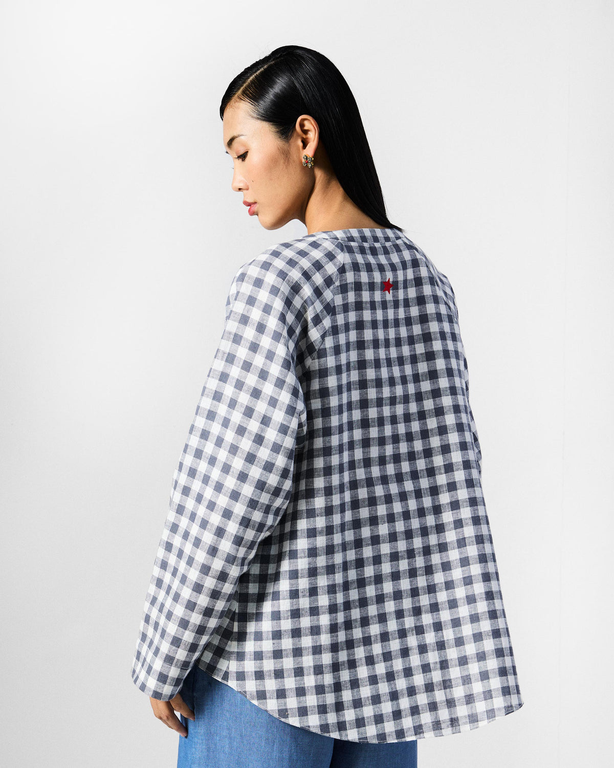 Zil Top - Charcoal & White Checks