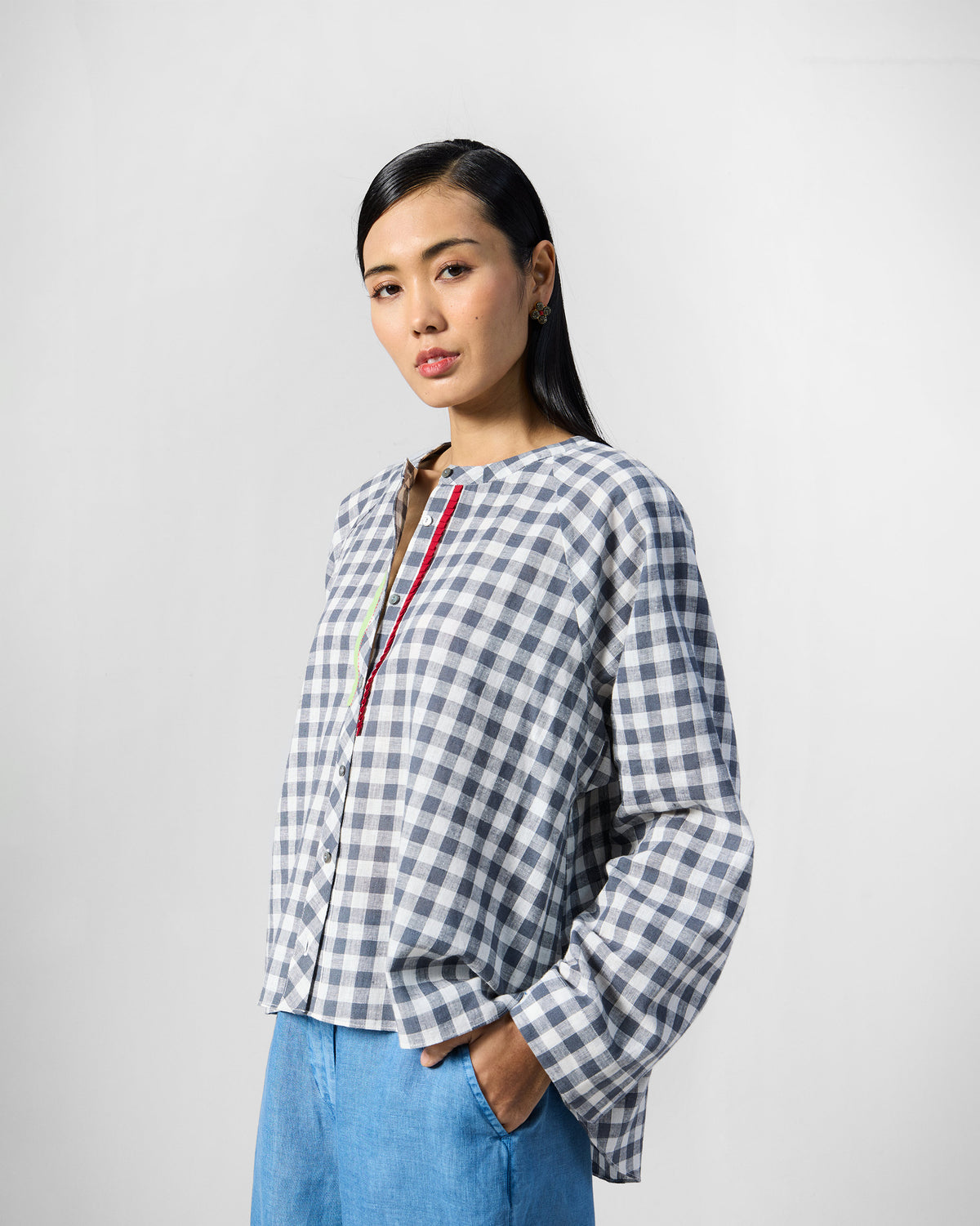 Zil Top - Charcoal & White Checks