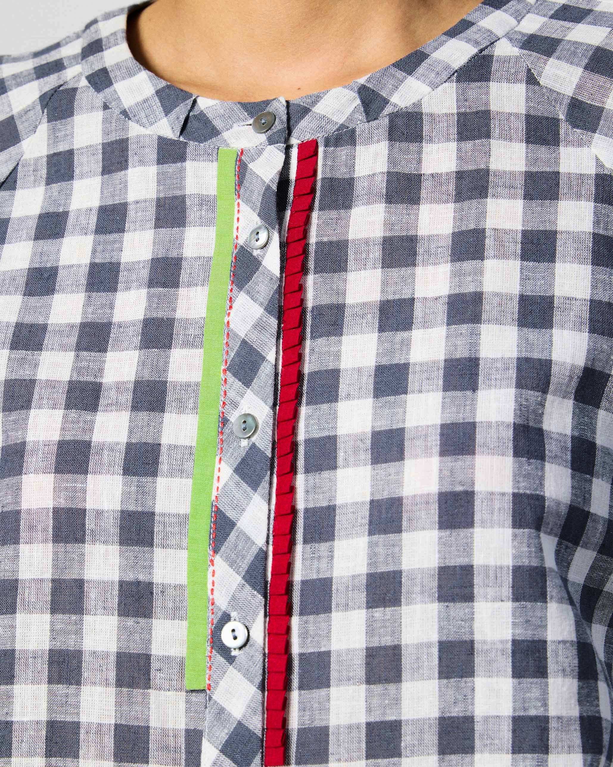 Zil Top - Charcoal & White Checks