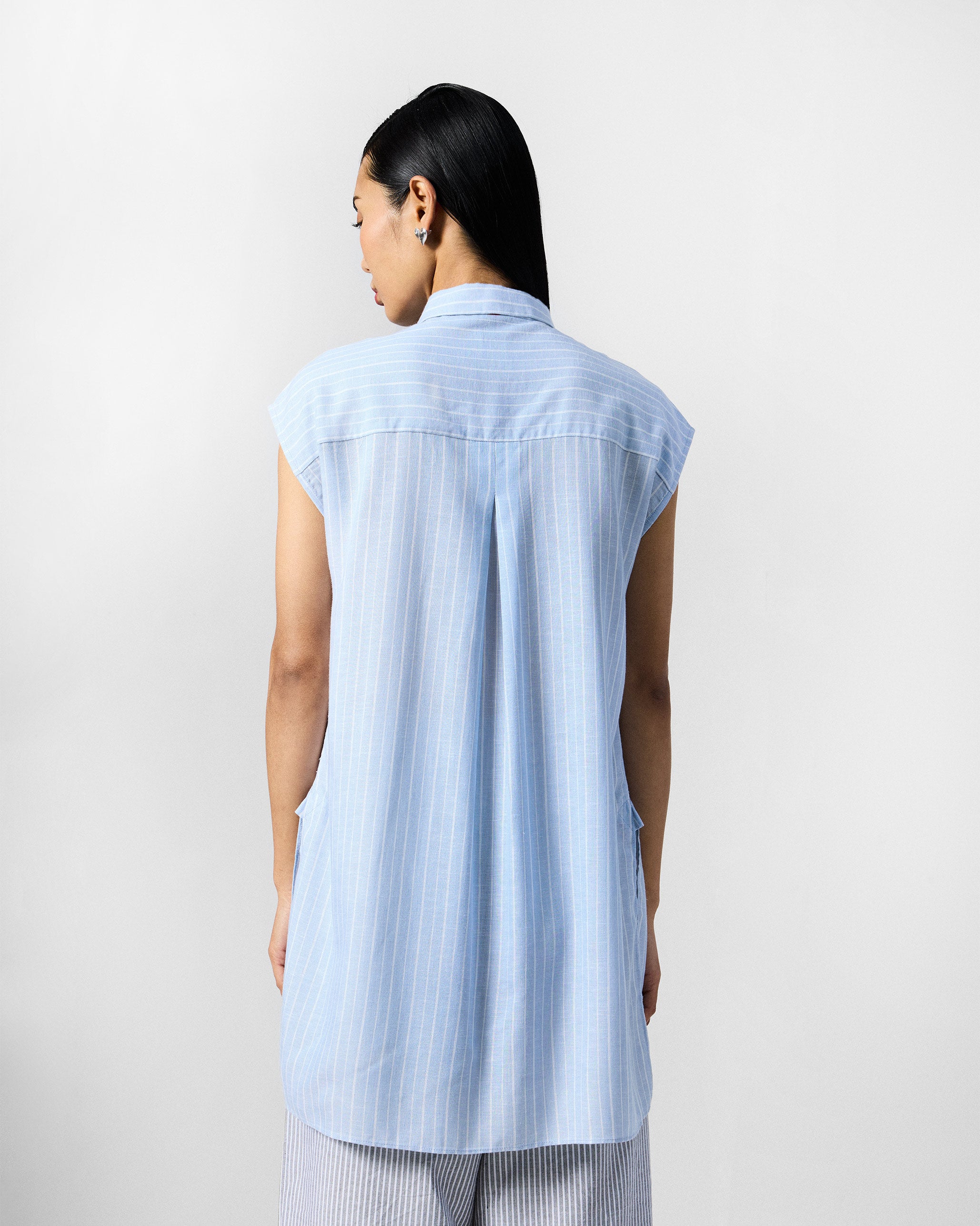 Vaah Top - Blue & white Stripes